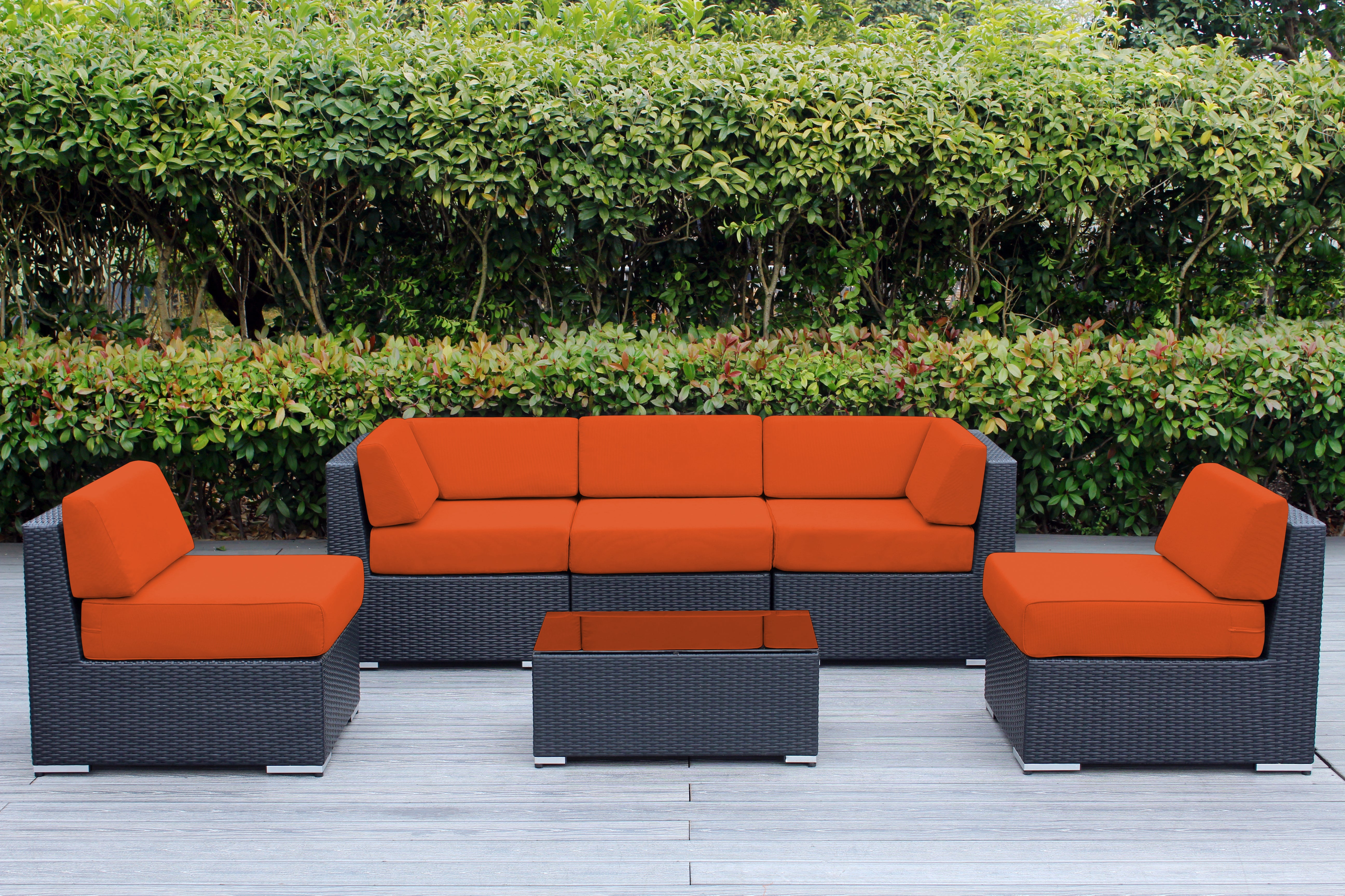 Fully Assembled Rainshield Patio Furniture - Ohana 6 Piece Outdoor Sectional with 6-inch Water Protected Cushions
