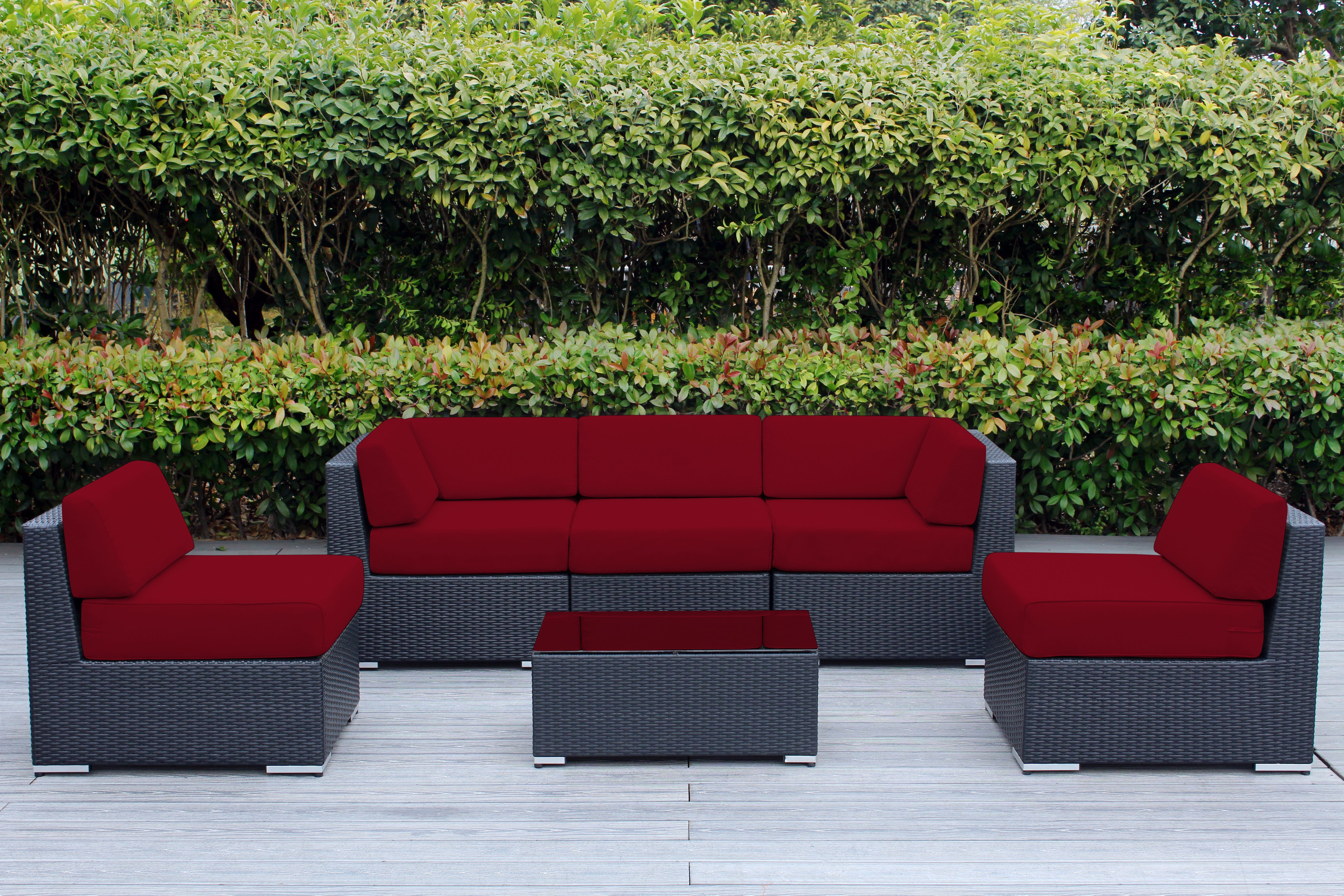 Fully Assembled Rainshield Patio Furniture - Ohana 6 Piece Outdoor Sectional with 6-inch Water Protected Cushions