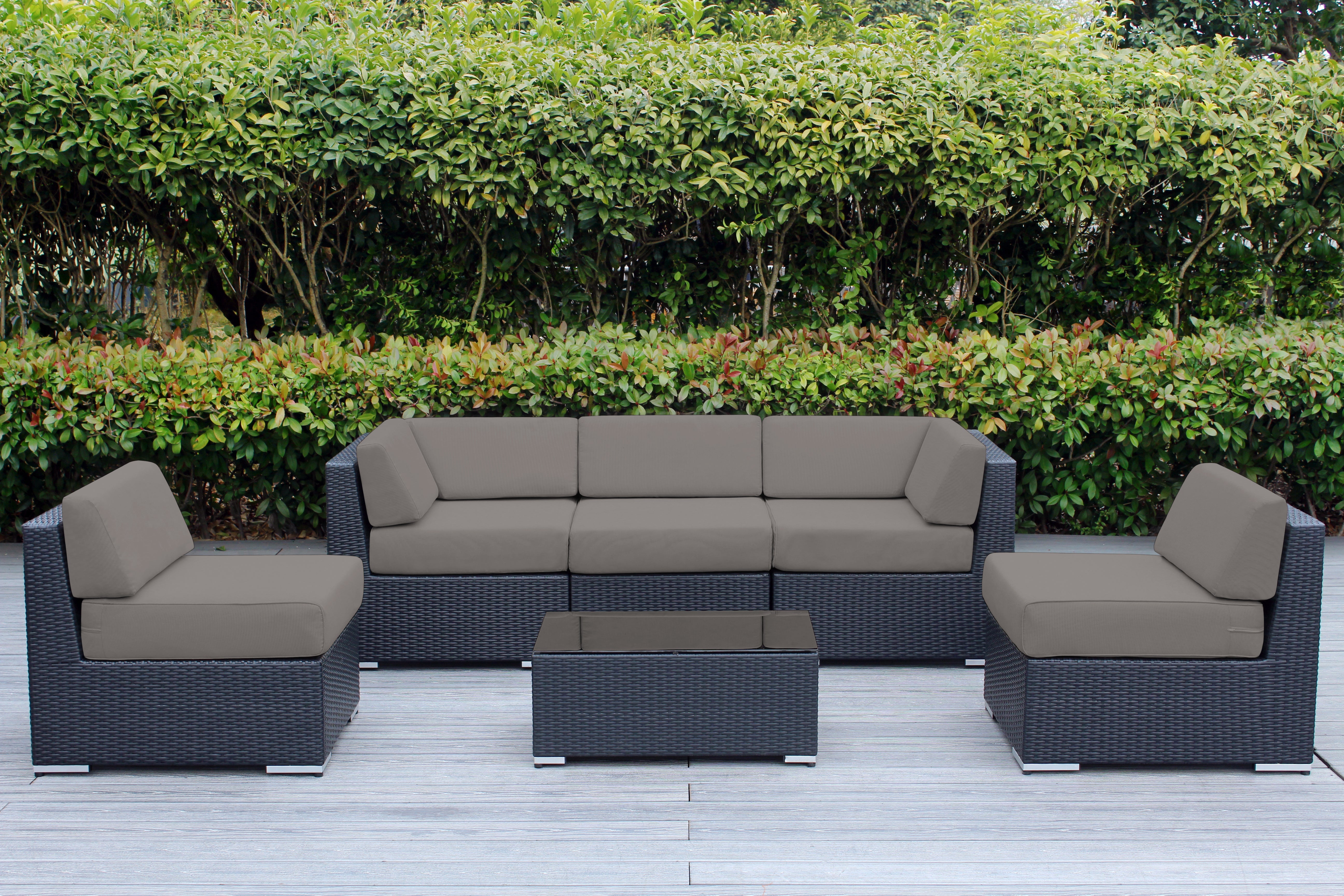 Fully Assembled Rainshield Patio Furniture - Ohana 6 Piece Outdoor Sectional with 6-inch Water Protected Cushions