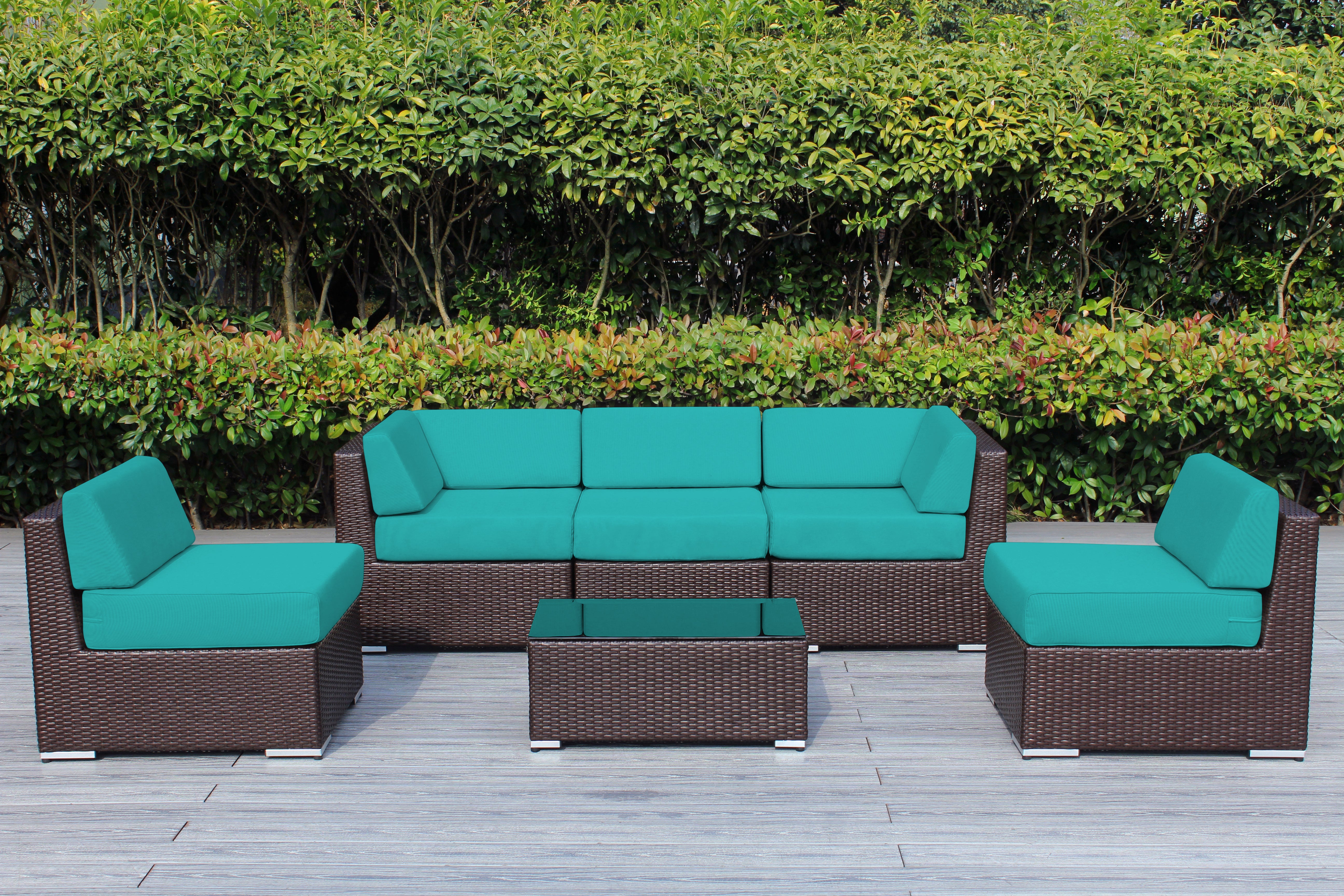 Fully Assembled Rainshield Patio Furniture - Ohana 6 Piece Outdoor Sectional with 6-inch Water Protected Cushions