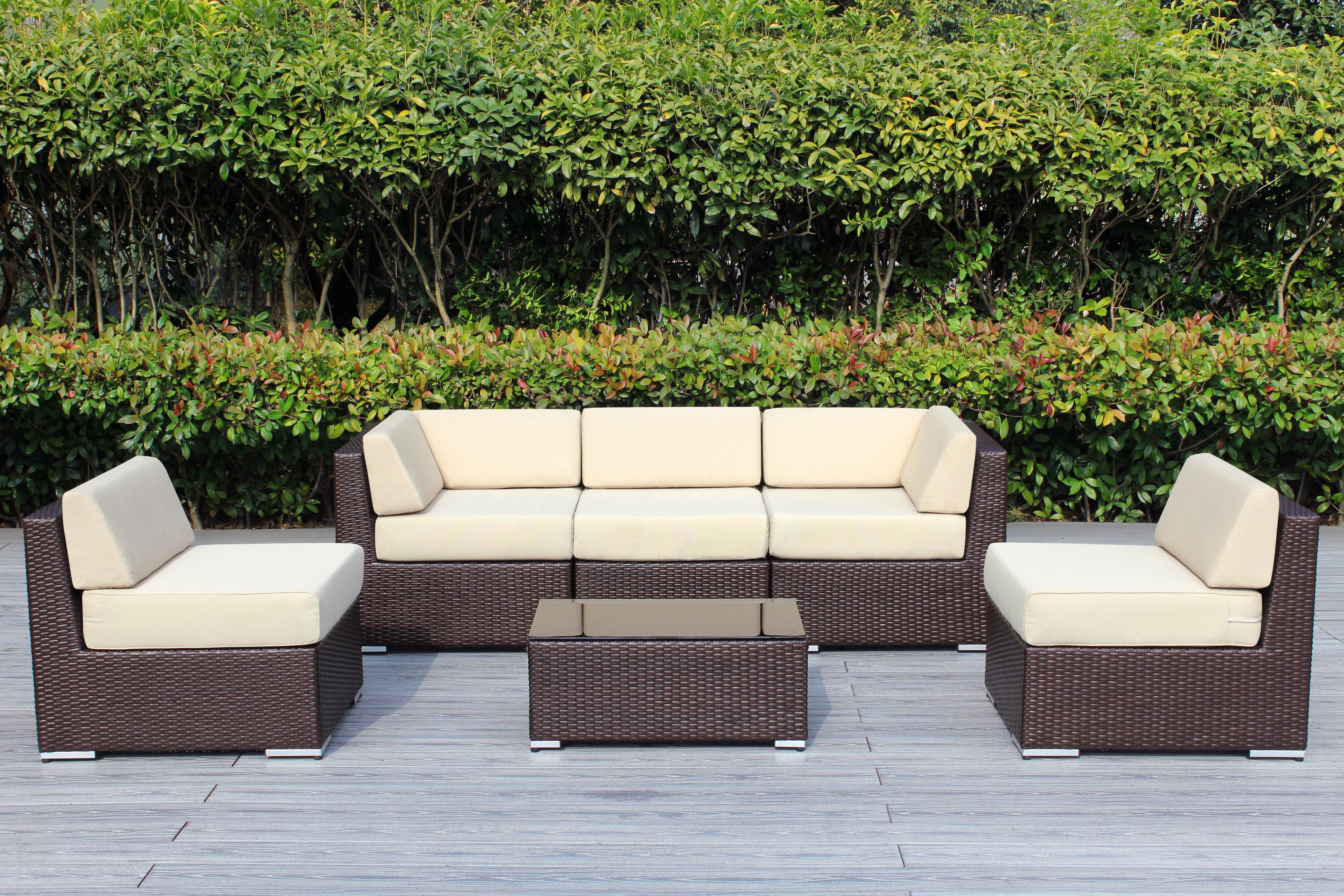 Fully Assembled Rainshield Patio Furniture - Ohana 6 Piece Outdoor Sectional with 6-inch Water Protected Cushions