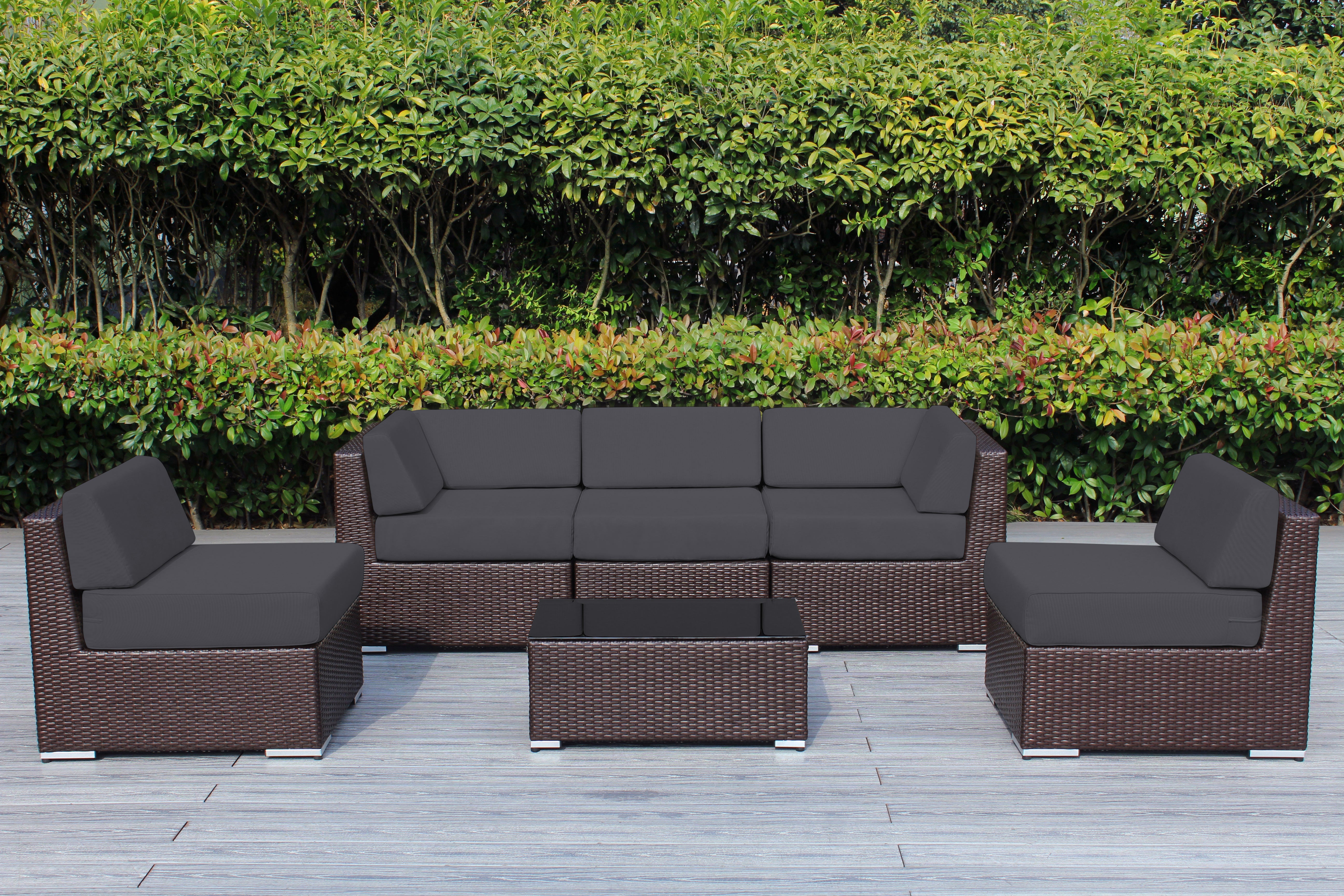 Fully Assembled Rainshield Patio Furniture - Ohana 6 Piece Outdoor Sectional with 6-inch Water Protected Cushions