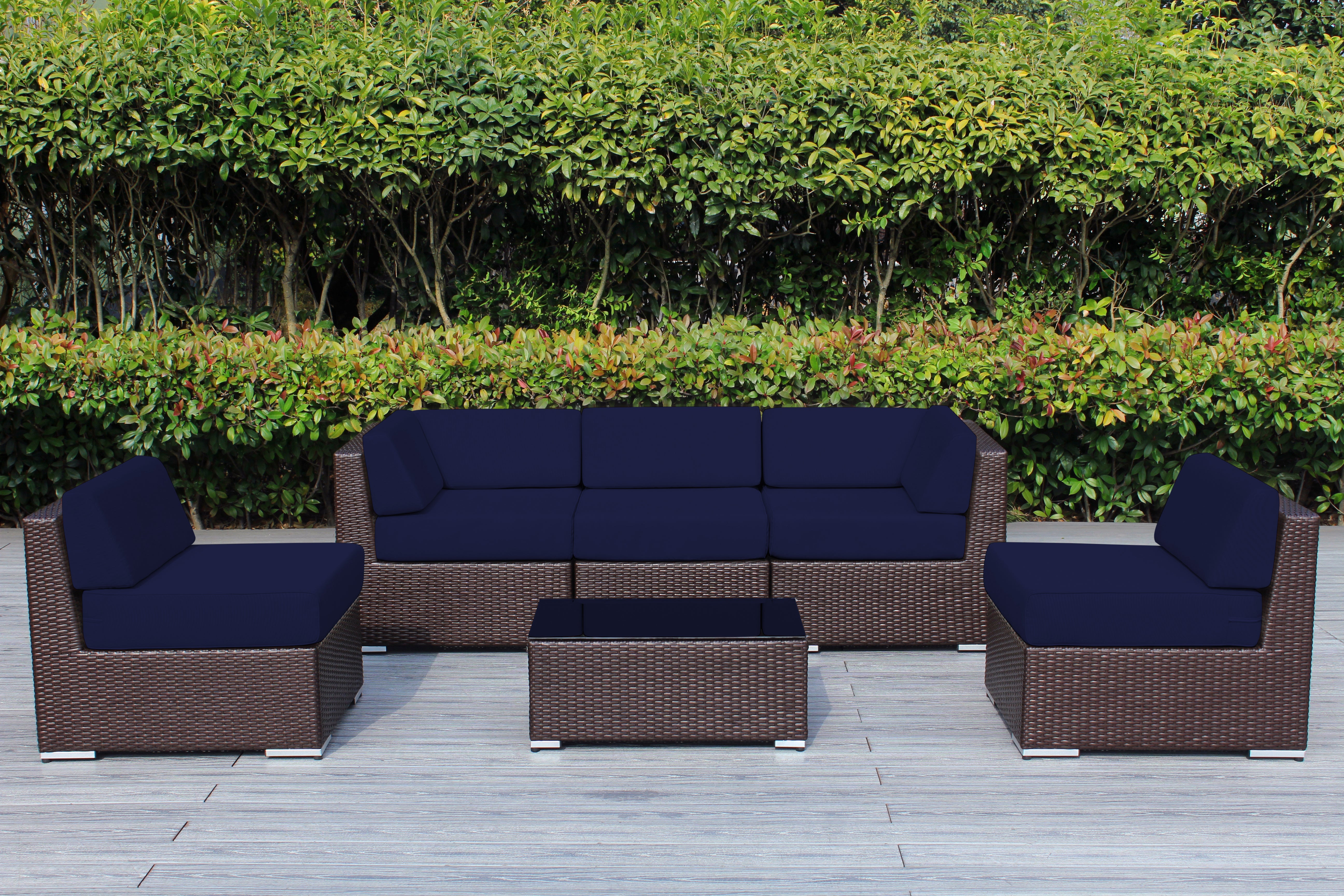 Fully Assembled Rainshield Patio Furniture - Ohana 6 Piece Outdoor Sectional with 6-inch Water Protected Cushions