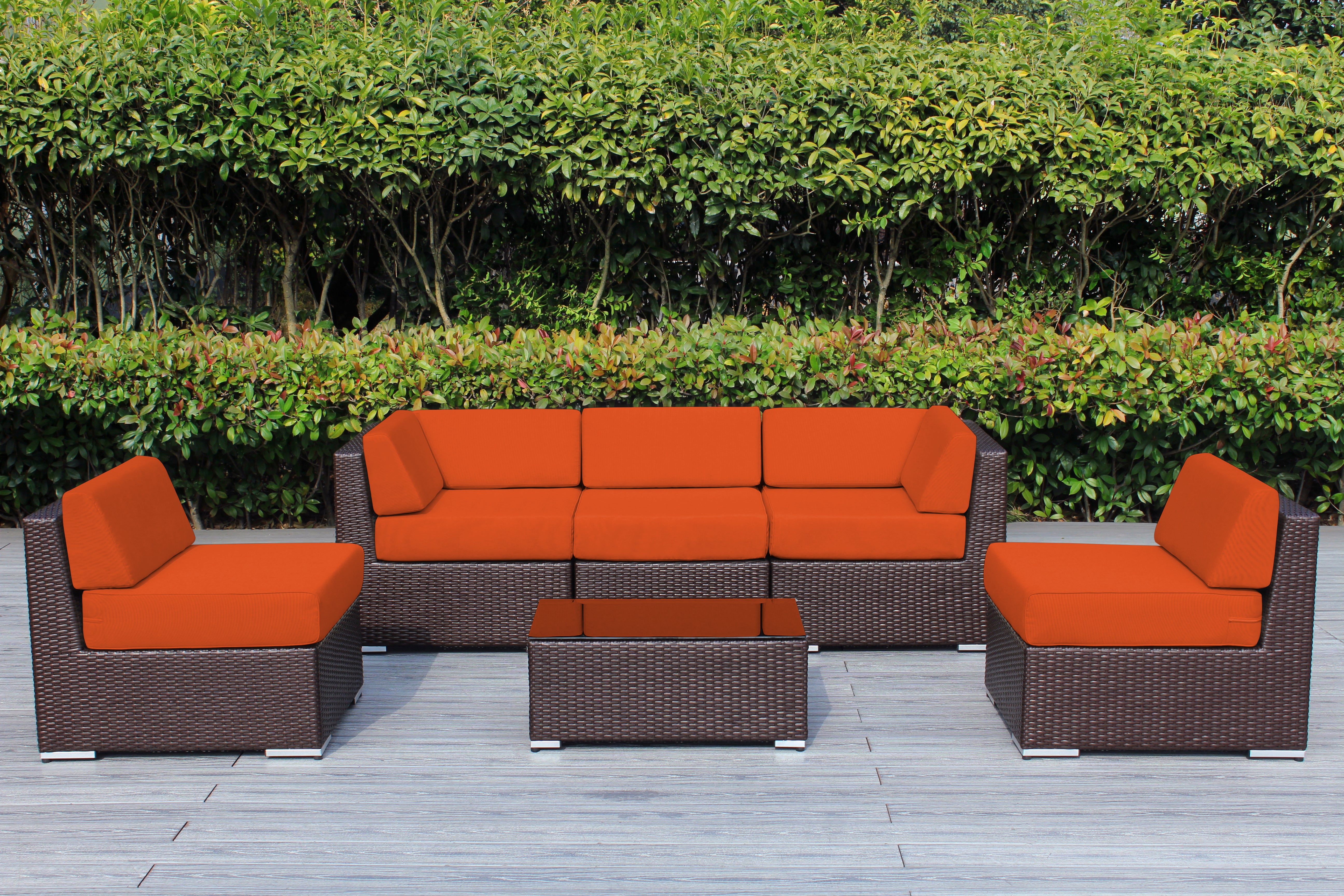 Fully Assembled Rainshield Patio Furniture - Ohana 6 Piece Outdoor Sectional with 6-inch Water Protected Cushions