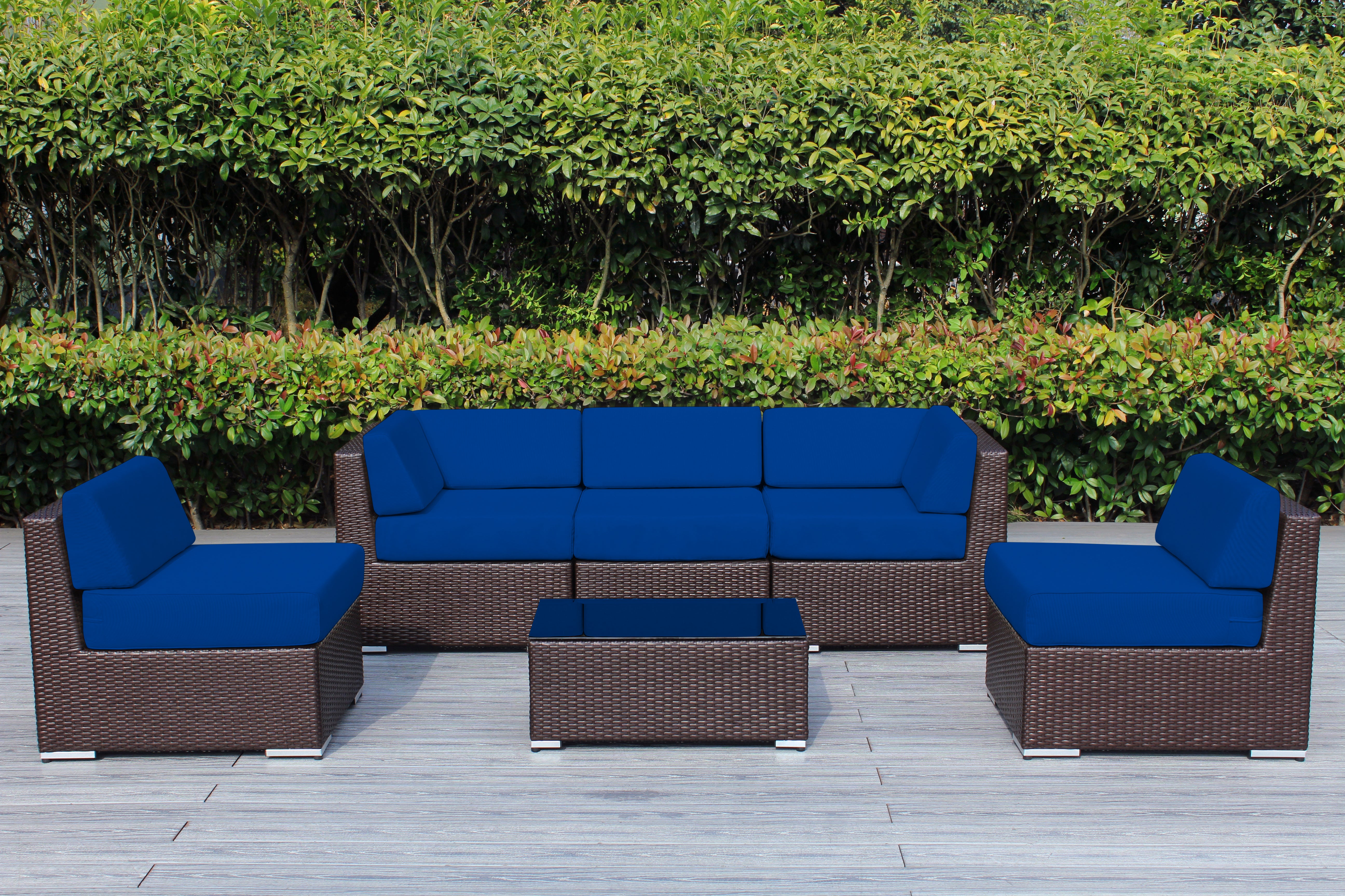 Fully Assembled Rainshield Patio Furniture - Ohana 6 Piece Outdoor Sectional with 6-inch Water Protected Cushions