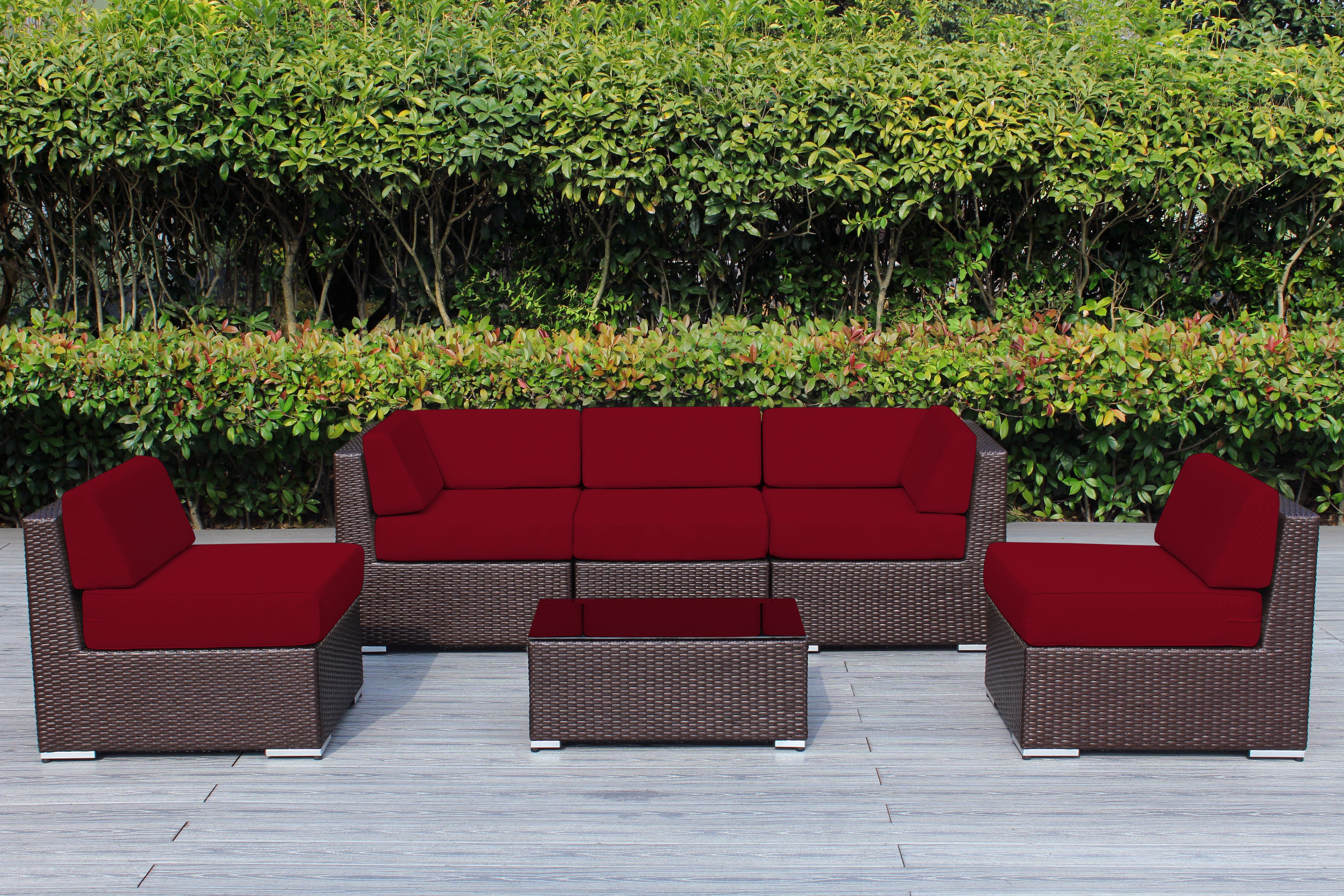 Fully Assembled Rainshield Patio Furniture - Ohana 6 Piece Outdoor Sectional with 6-inch Water Protected Cushions