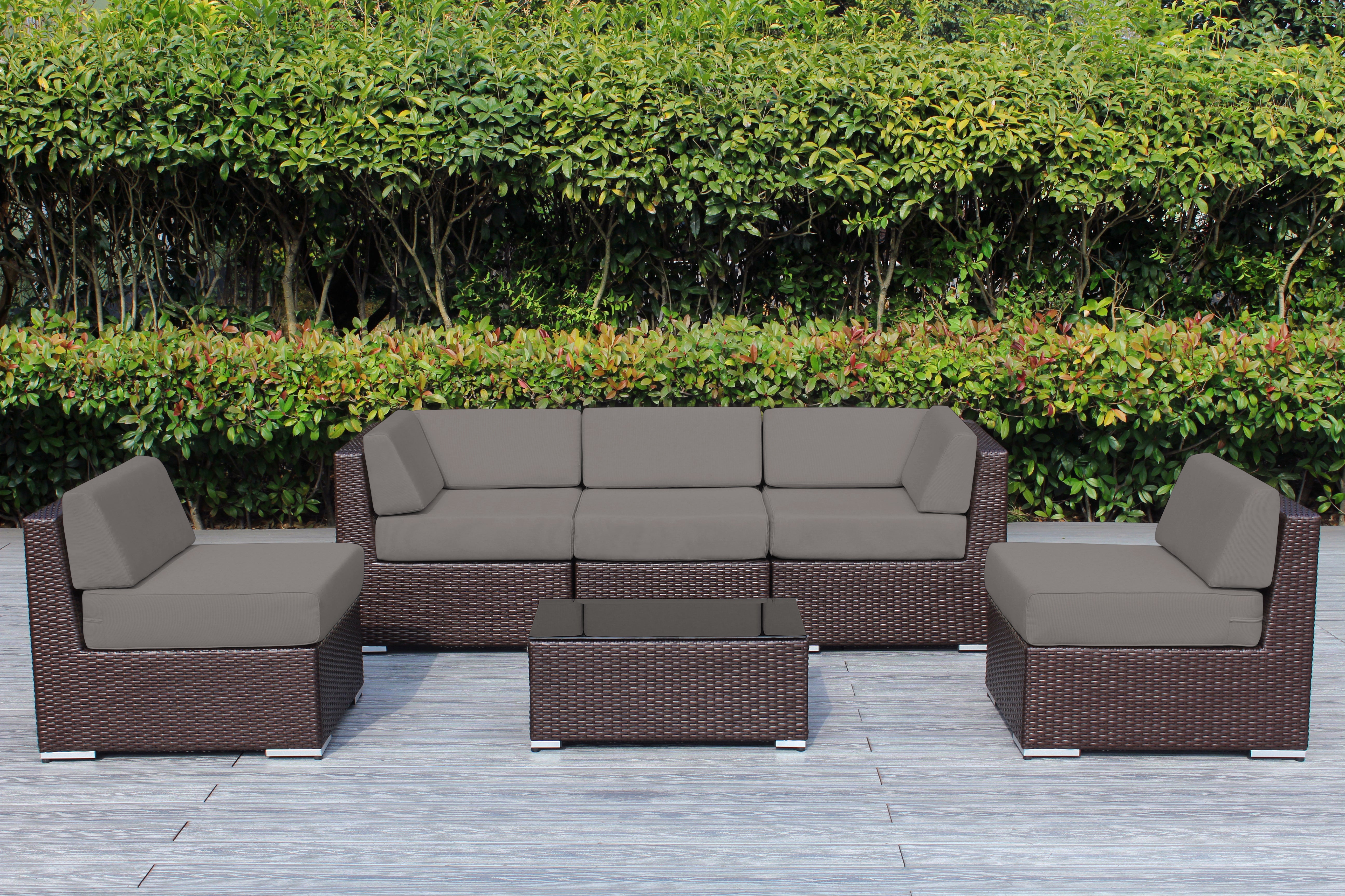 Fully Assembled Rainshield Patio Furniture - Ohana 6 Piece Outdoor Sectional with 6-inch Water Protected Cushions