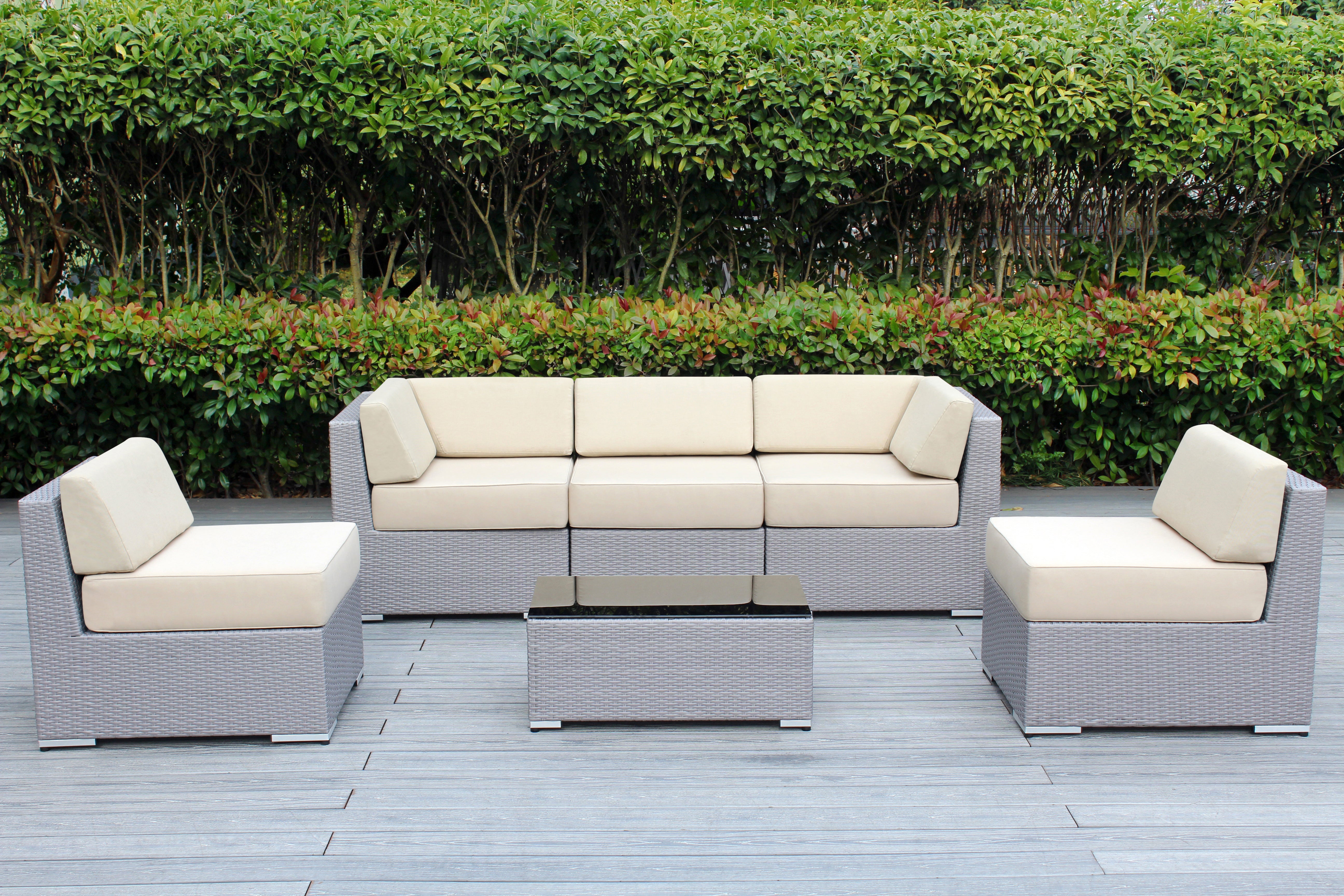 Fully Assembled Rainshield Patio Furniture - Ohana 6 Piece Outdoor Sectional with 6-inch Water Protected Cushions