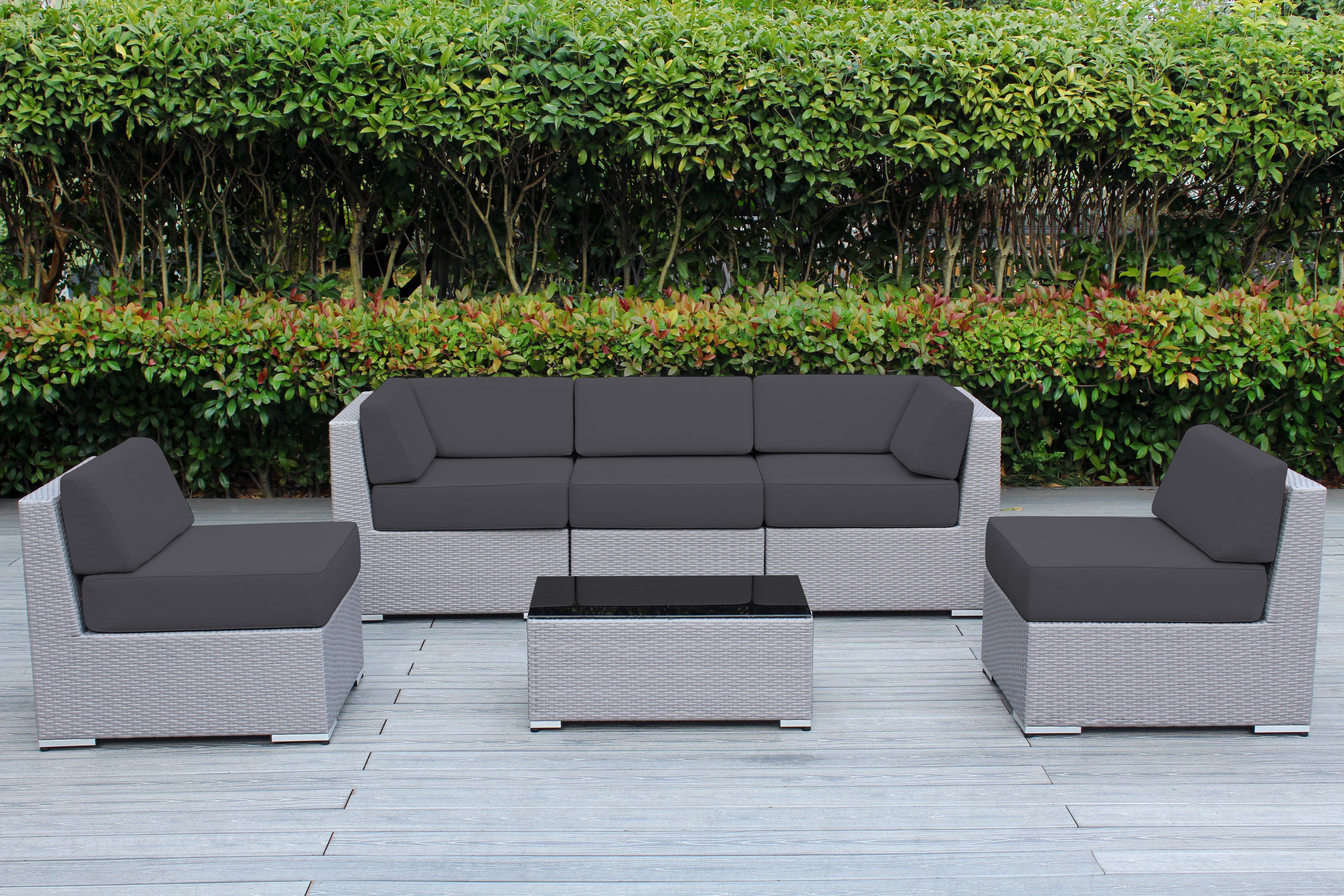 Fully Assembled Rainshield Patio Furniture - Ohana 6 Piece Outdoor Sectional with 6-inch Water Protected Cushions