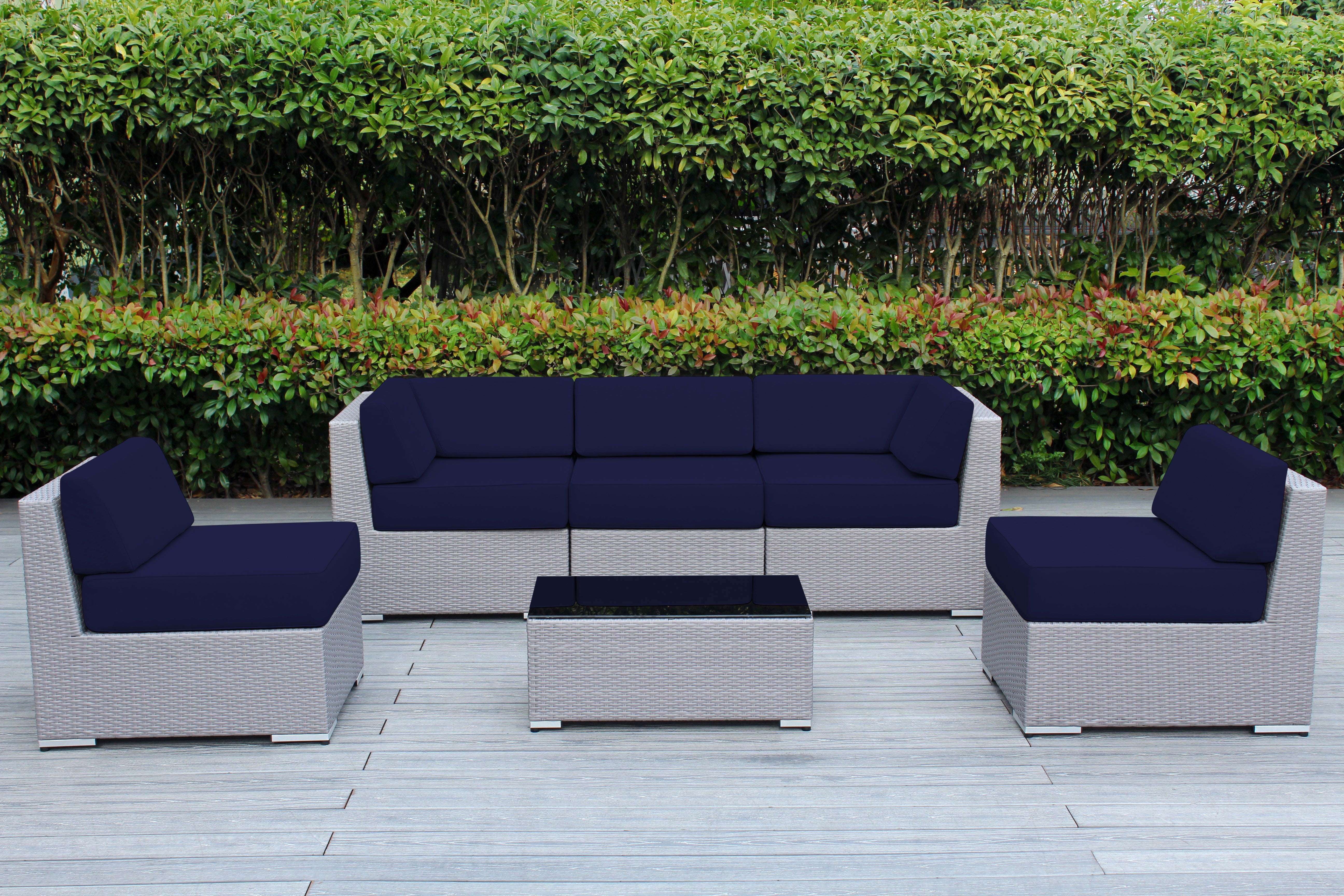 Fully Assembled Rainshield Patio Furniture - Ohana 6 Piece Outdoor Sectional with 6-inch Water Protected Cushions