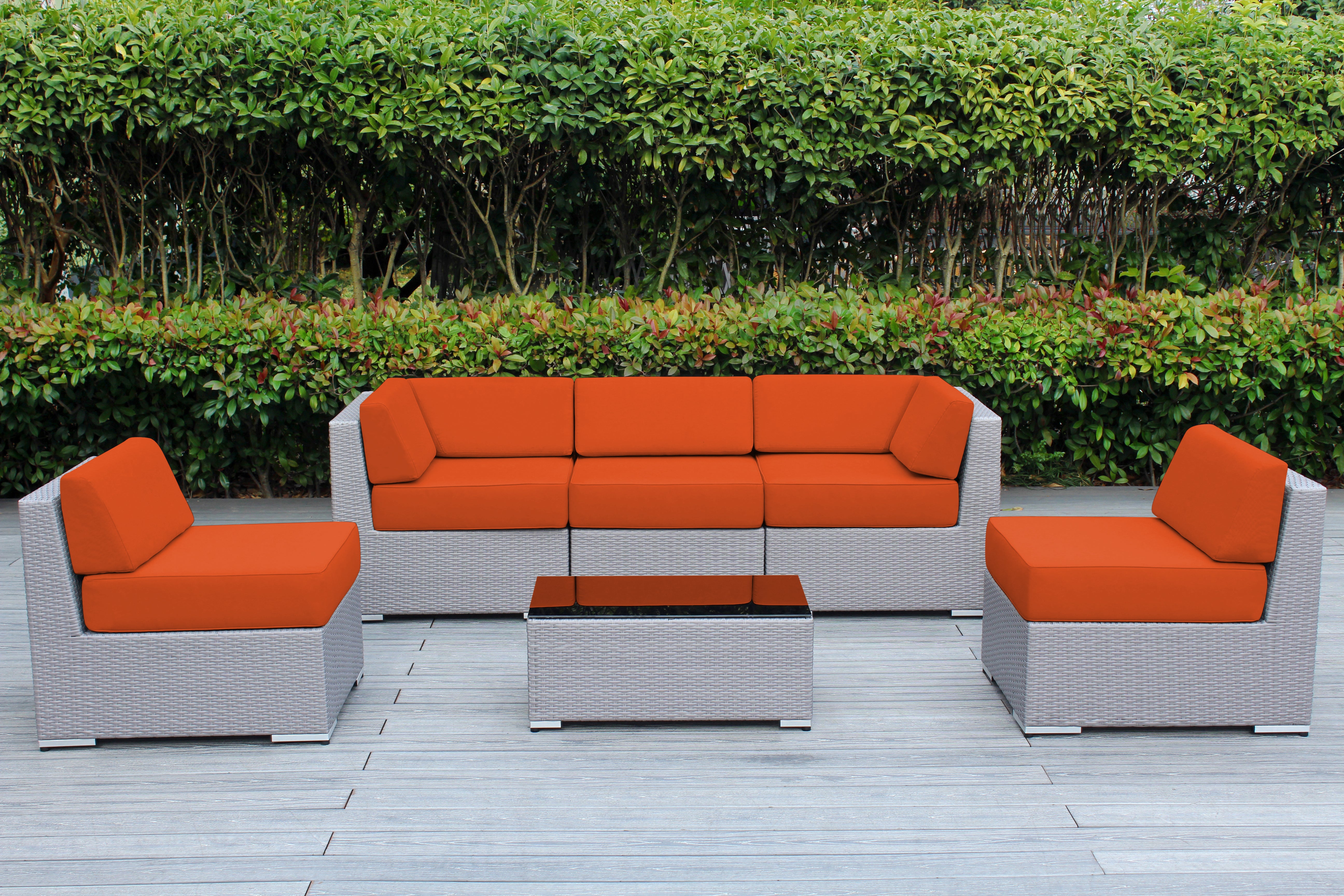 Fully Assembled Rainshield Patio Furniture - Ohana 6 Piece Outdoor Sectional with 6-inch Water Protected Cushions