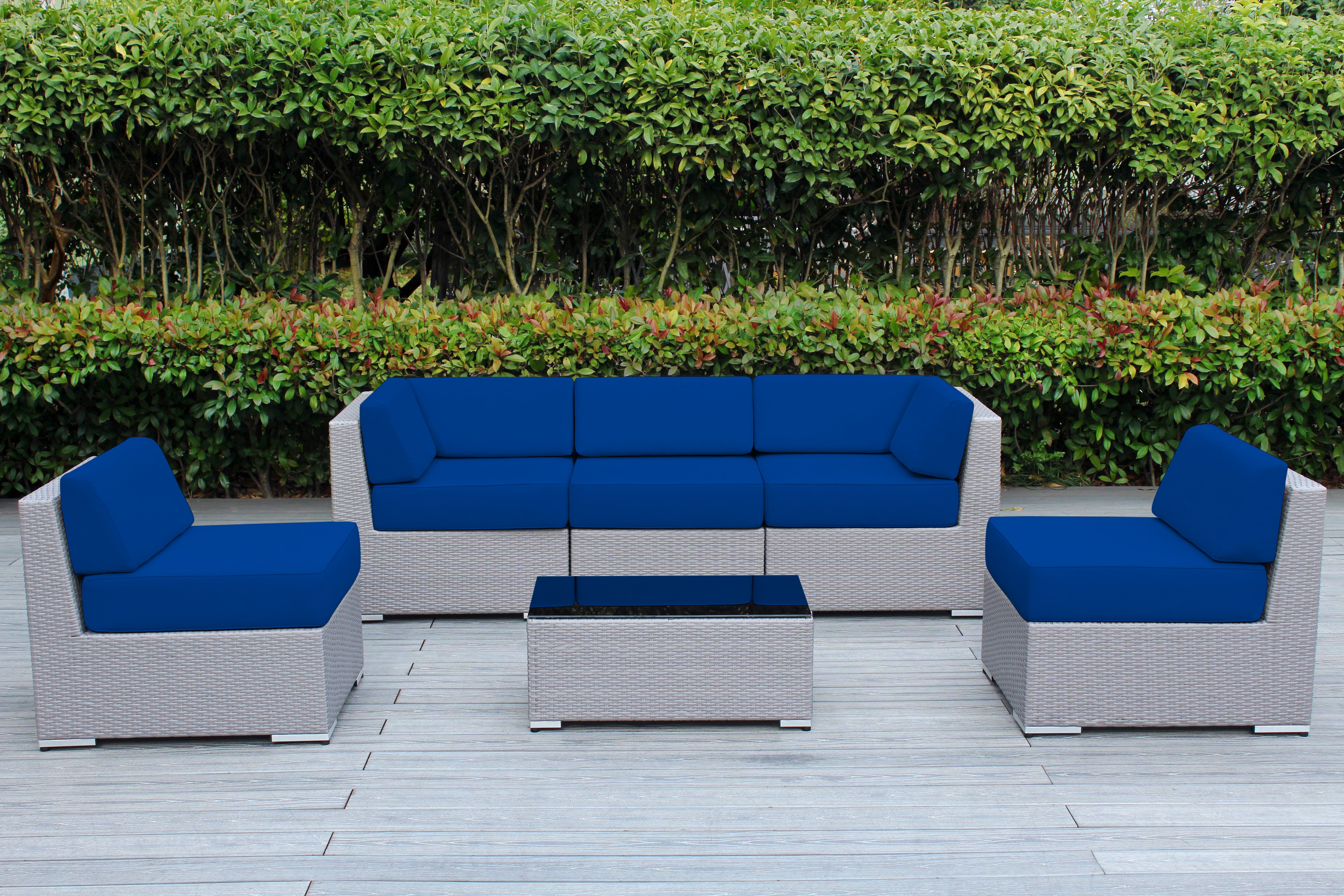 Fully Assembled Rainshield Patio Furniture - Ohana 6 Piece Outdoor Sectional with 6-inch Water Protected Cushions