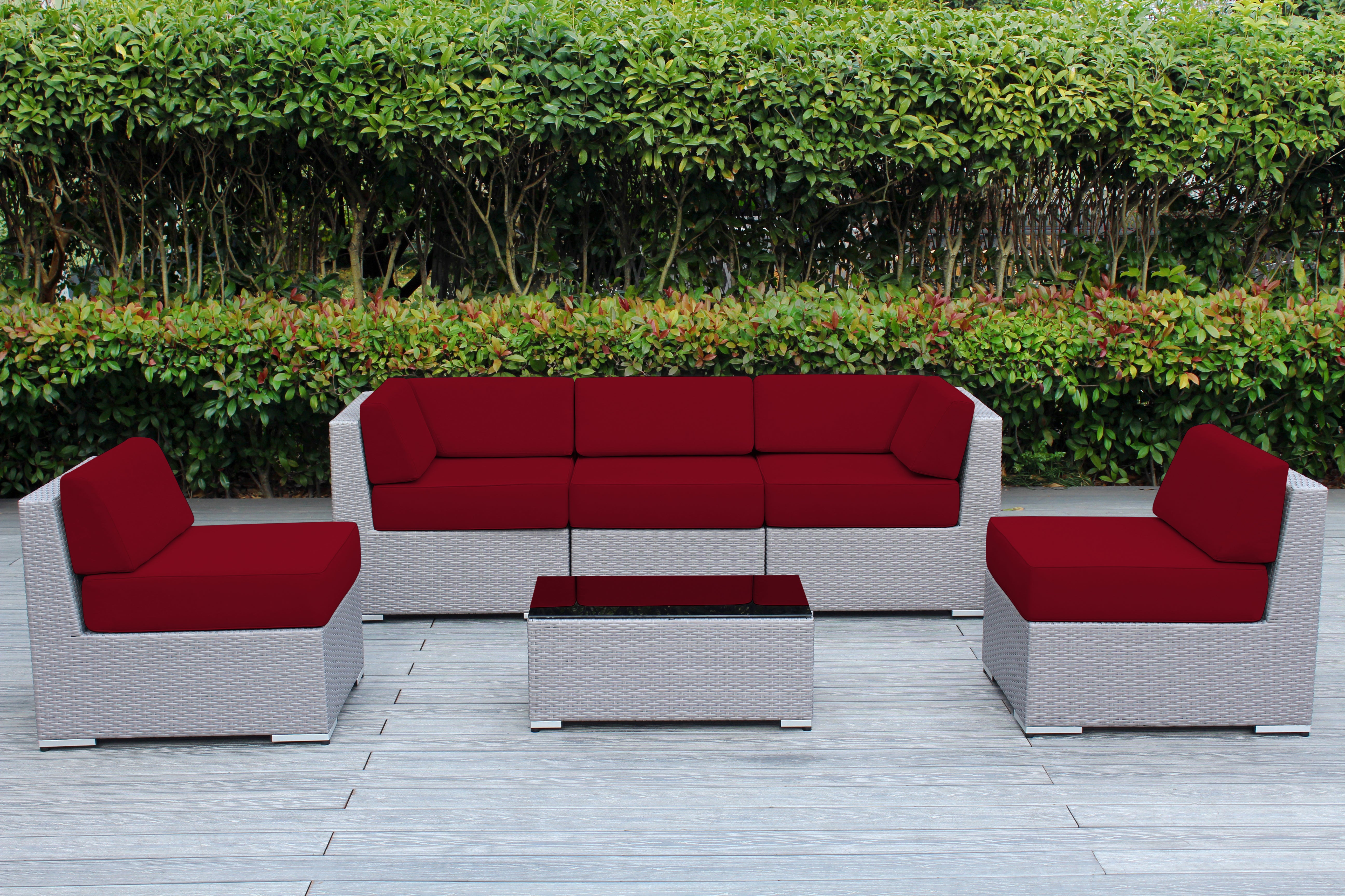 Fully Assembled Rainshield Patio Furniture - Ohana 6 Piece Outdoor Sectional with 6-inch Water Protected Cushions