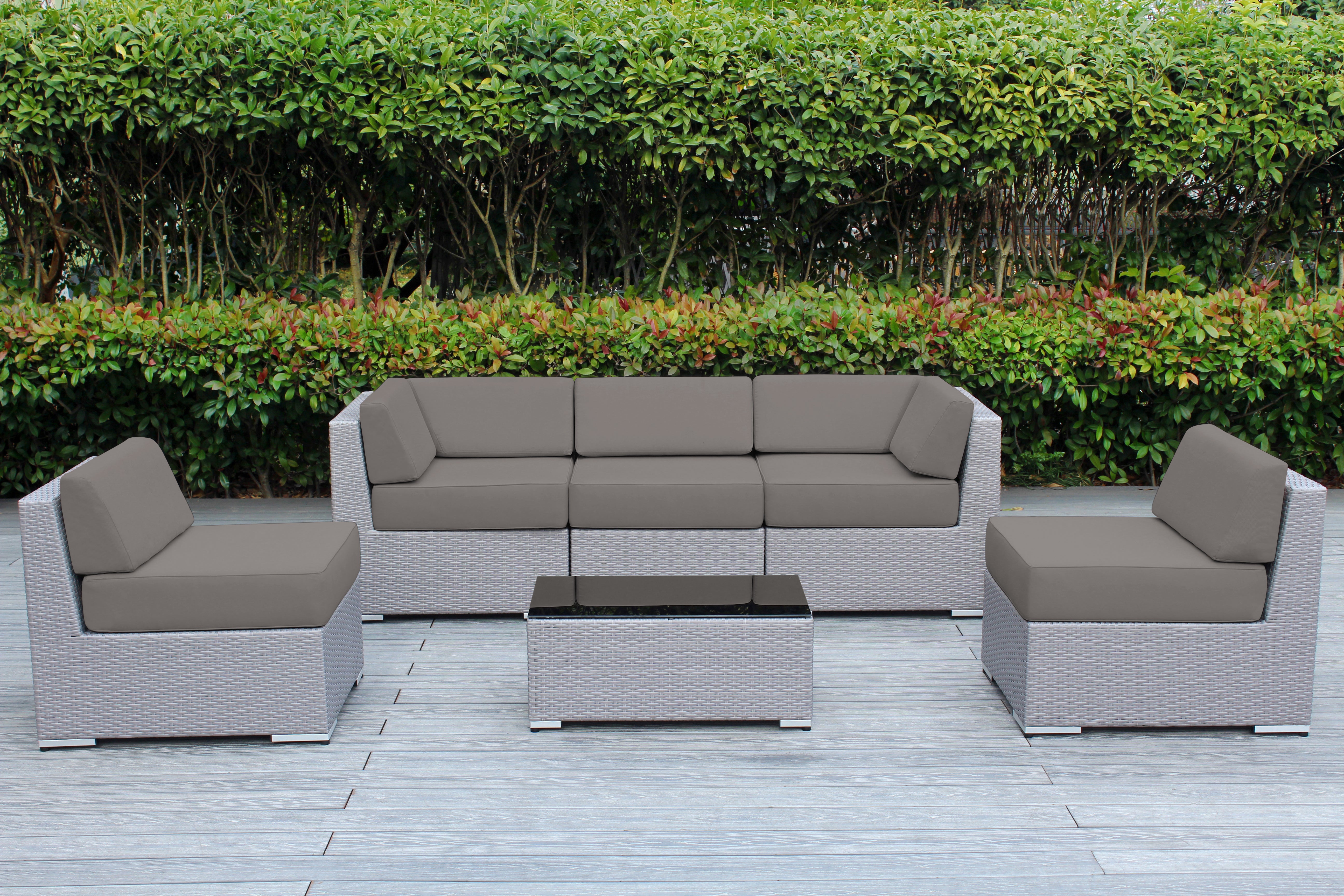 Fully Assembled Rainshield Patio Furniture - Ohana 6 Piece Outdoor Sectional with 6-inch Water Protected Cushions