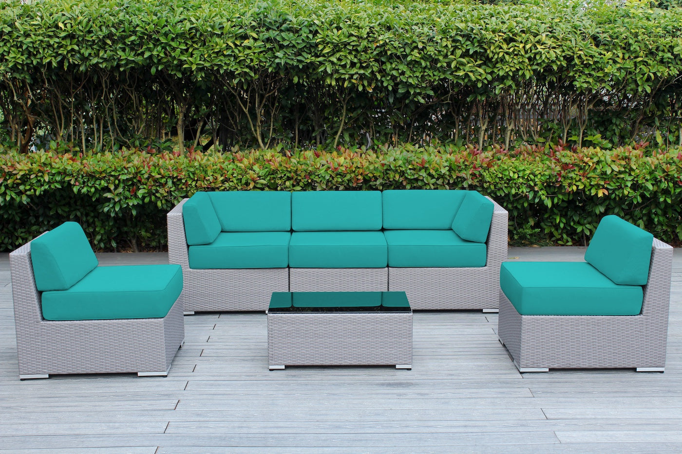 Fully Assembled Rainshield Patio Furniture - Ohana 6 Piece Outdoor Sectional with 6-inch Water Protected Cushions