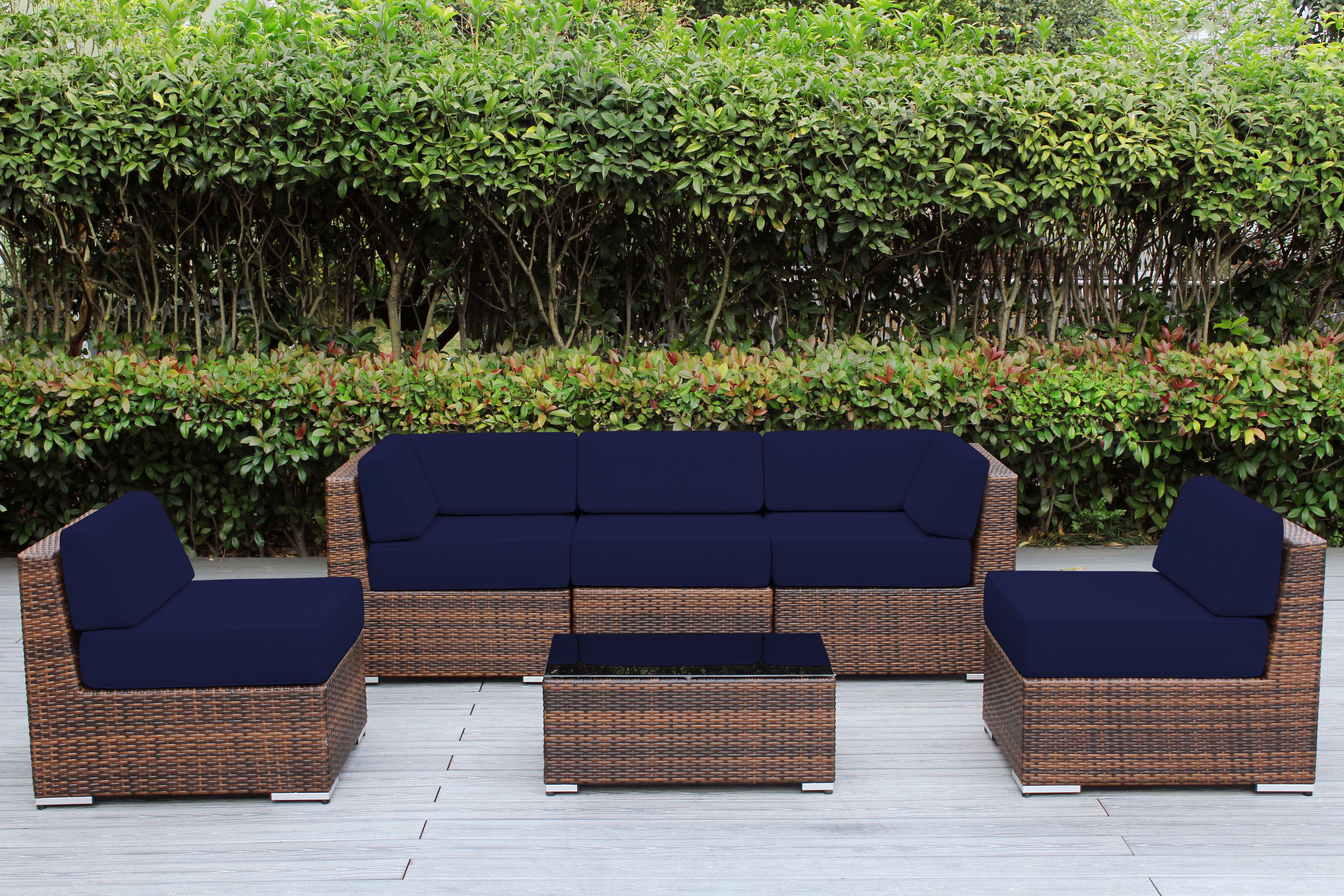 Fully Assembled Rainshield Patio Furniture - Ohana 6 Piece Outdoor Sectional with 6-inch Water Protected Cushions