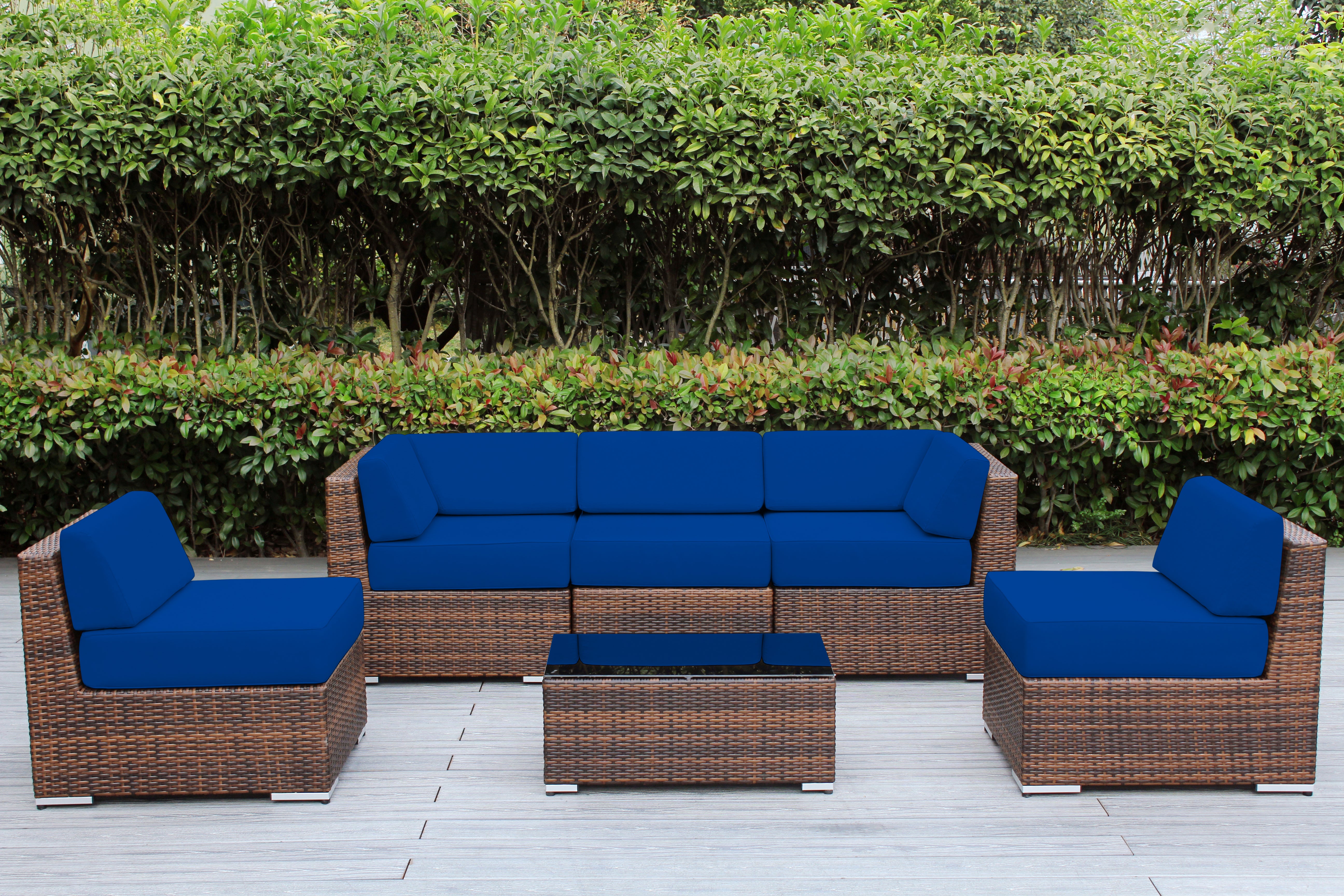 Fully Assembled Rainshield Patio Furniture - Ohana 6 Piece Outdoor Sectional with 6-inch Water Protected Cushions