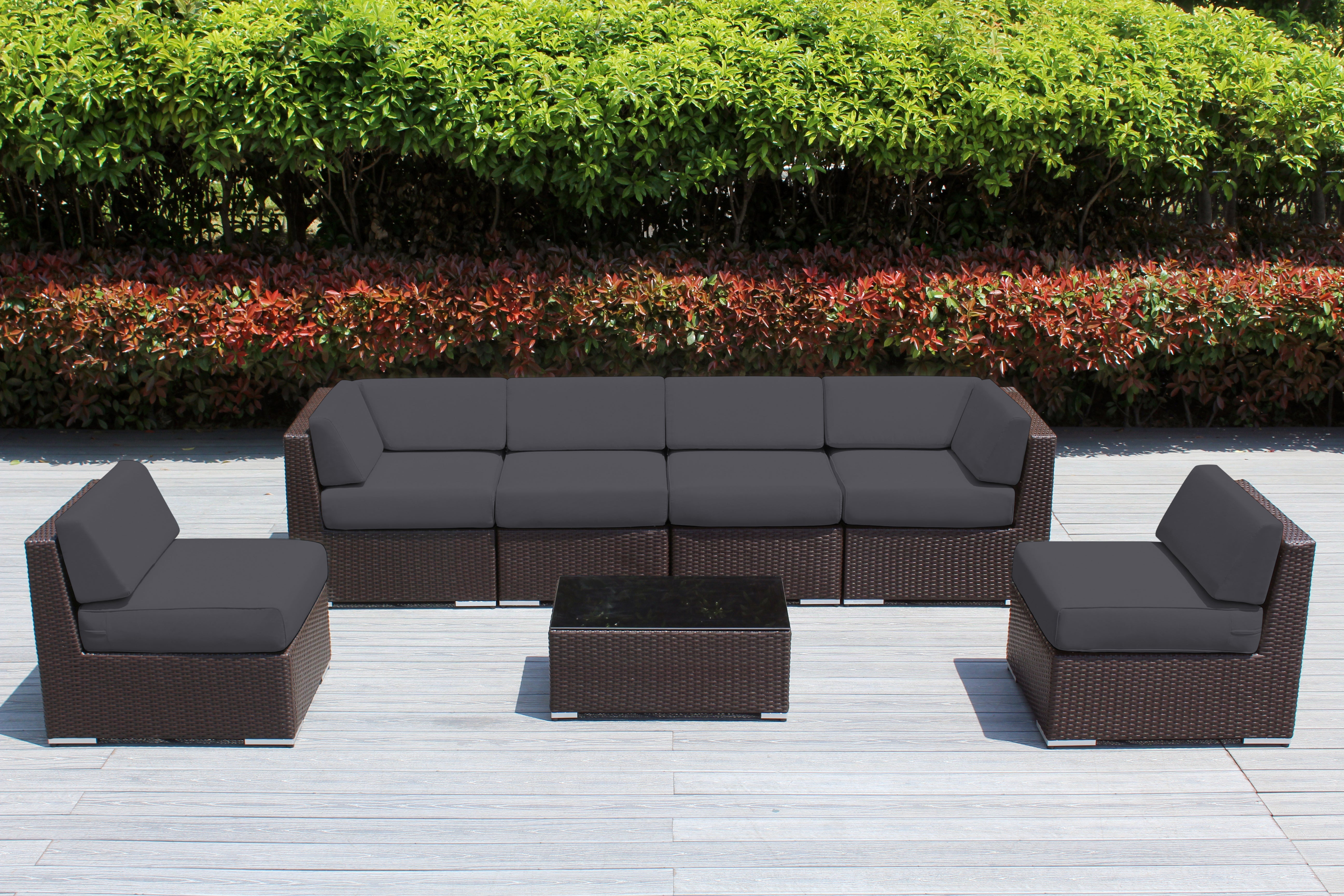 SALE ENDS SOON! Fully Assembled Rainshield Patio Furniture - Ohana 7 Piece Sectional with 6-inch Water Protected Cushions - Price starts at $1,199