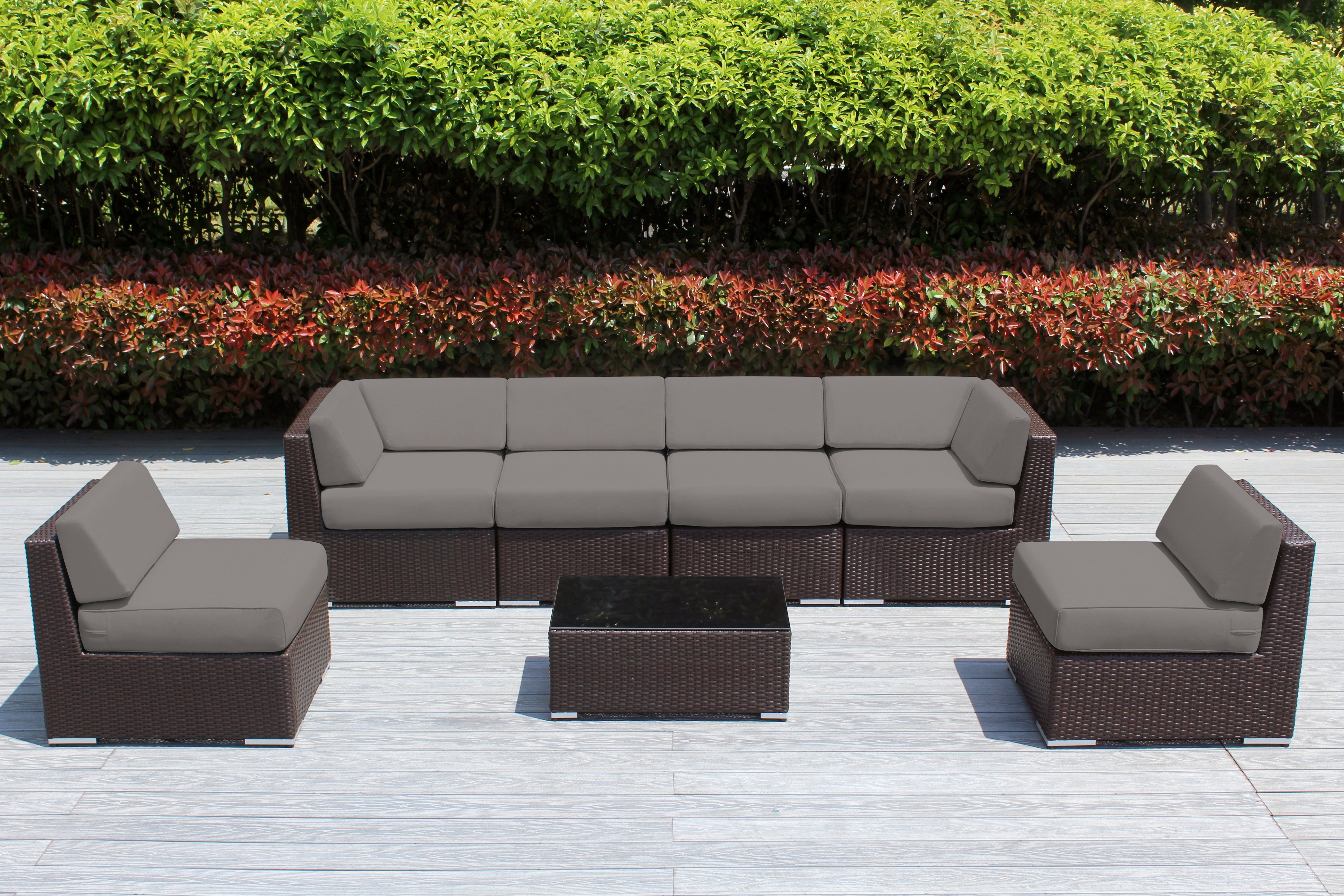 SALE ENDS SOON! Fully Assembled Rainshield Patio Furniture - Ohana 7 Piece Sectional with 6-inch Water Protected Cushions - Price starts at $1,199