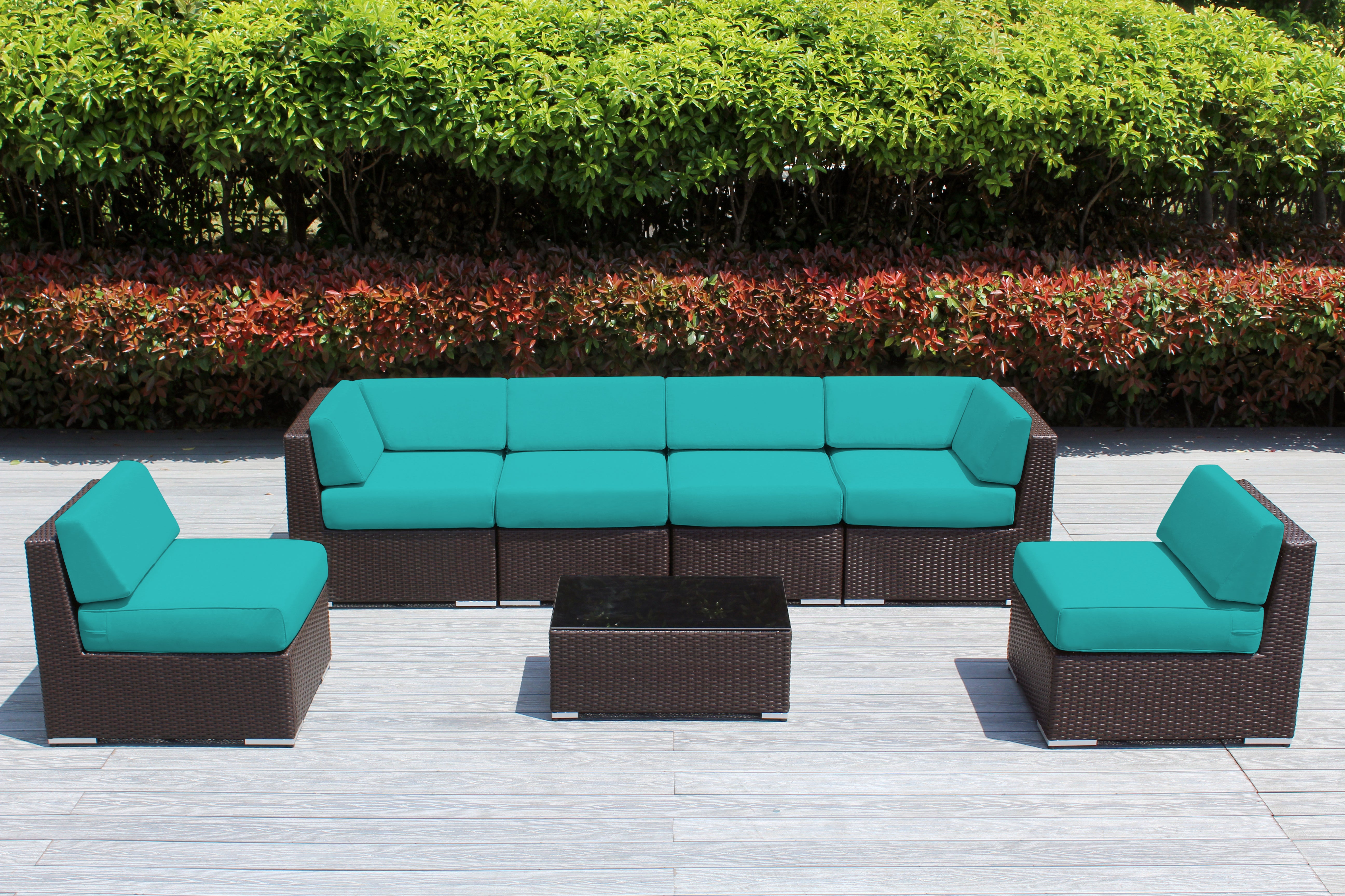 SALE ENDS SOON! Fully Assembled Rainshield Patio Furniture - Ohana 7 Piece Sectional with 6-inch Water Protected Cushions - Price starts at $1,199