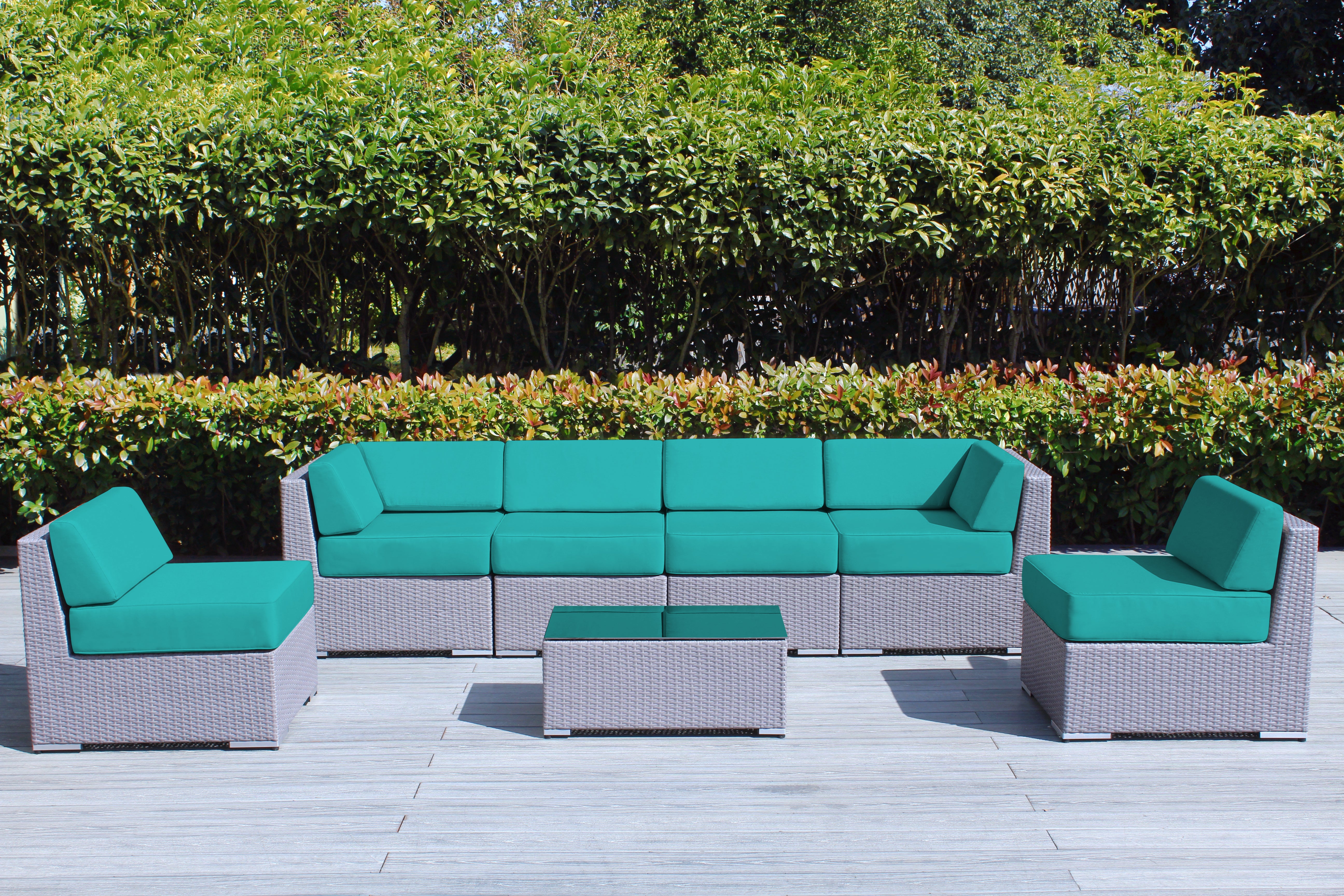 SALE ENDS SOON! Fully Assembled Rainshield Patio Furniture - Ohana 7 Piece Sectional with 6-inch Water Protected Cushions - Price starts at $1,199