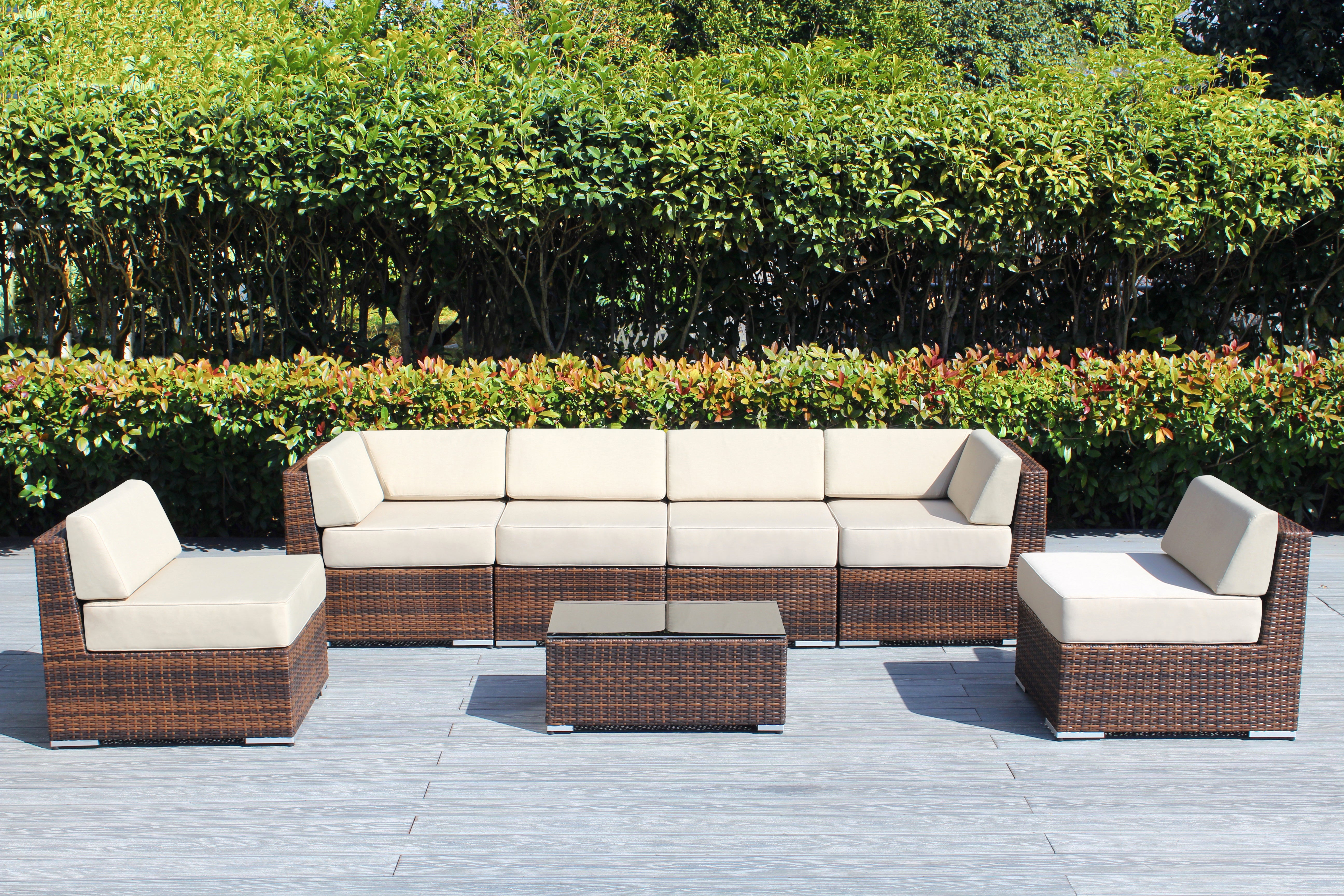 SALE ENDS SOON! Fully Assembled Rainshield Patio Furniture - Ohana 7 Piece Sectional with 6-inch Water Protected Cushions - Price starts at $1,199