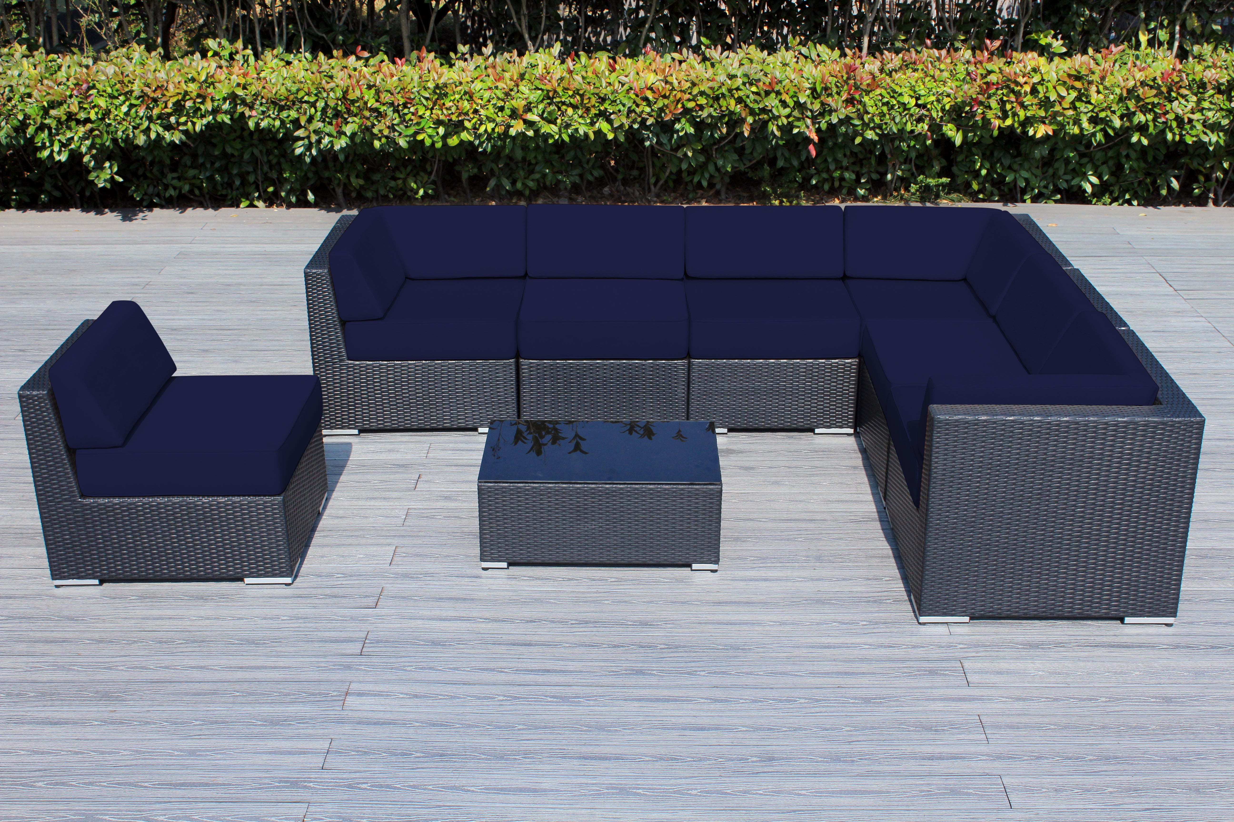 Fully Assembled Rainshield Patio Furniture - Ohana 8 Piece L Shape Sectional with 6-inch Water Protected Cushions