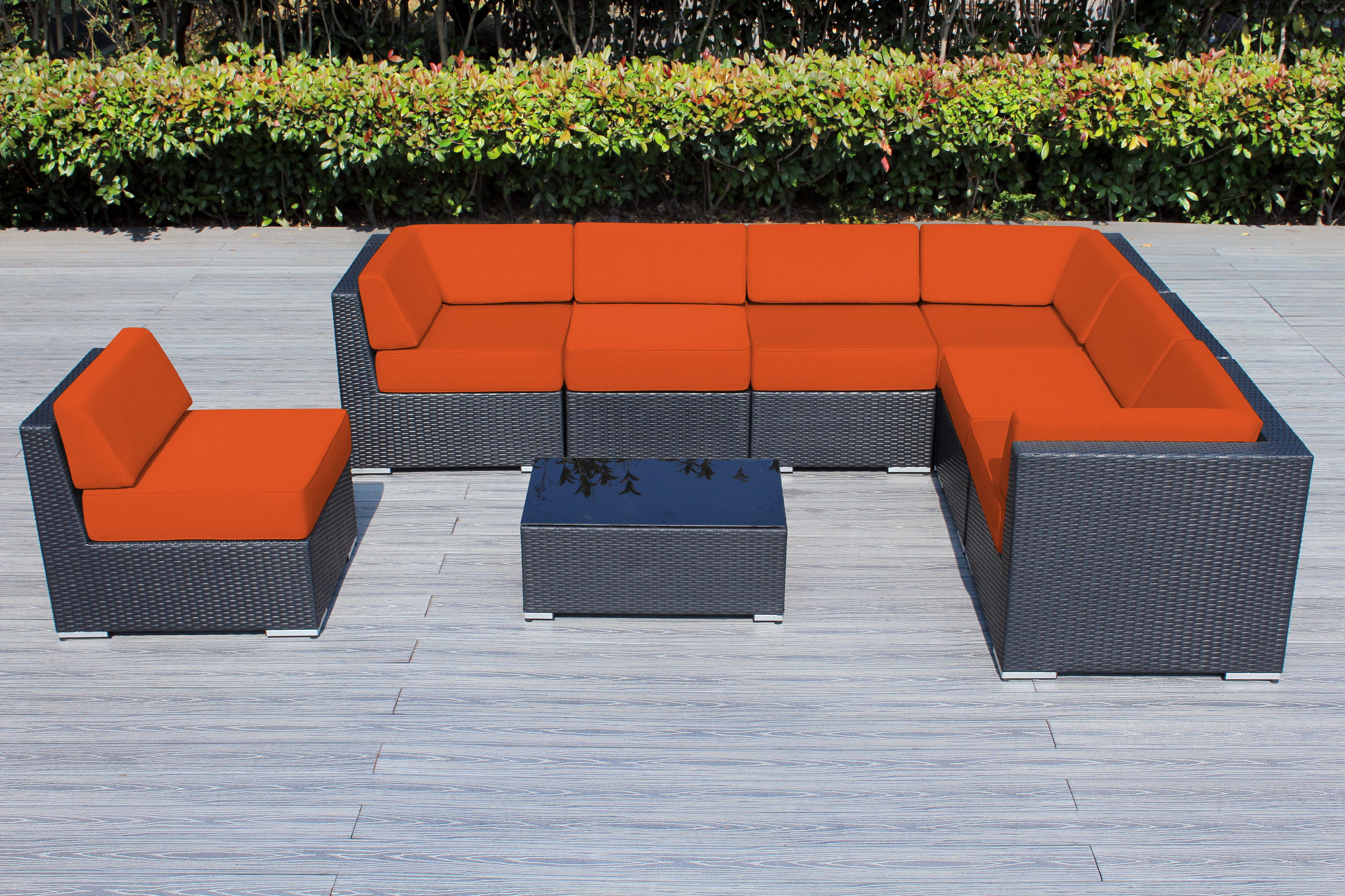 Fully Assembled Rainshield Patio Furniture - Ohana 8 Piece L Shape Sectional with 6-inch Water Protected Cushions