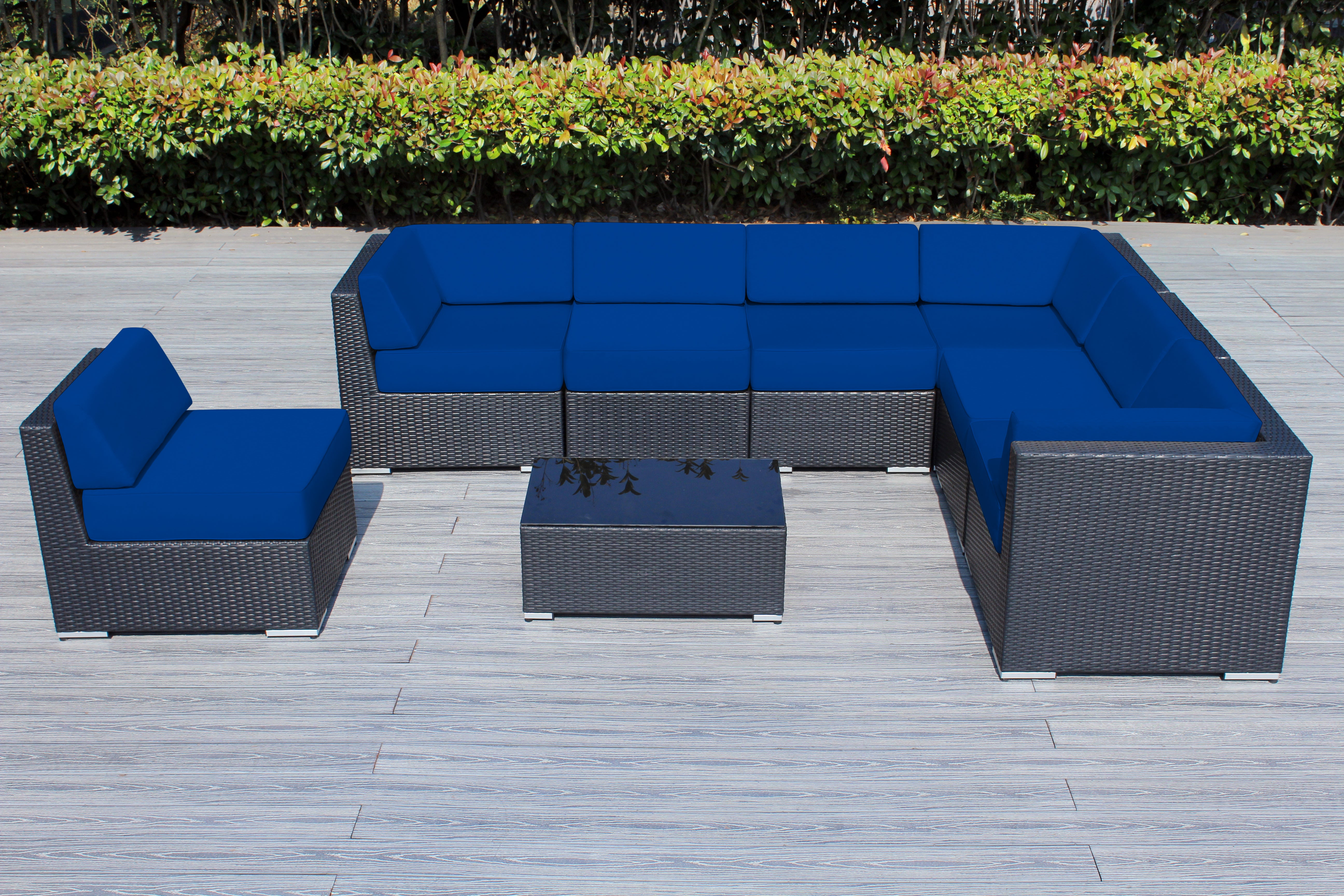 Fully Assembled Rainshield Patio Furniture - Ohana 8 Piece L Shape Sectional with 6-inch Water Protected Cushions