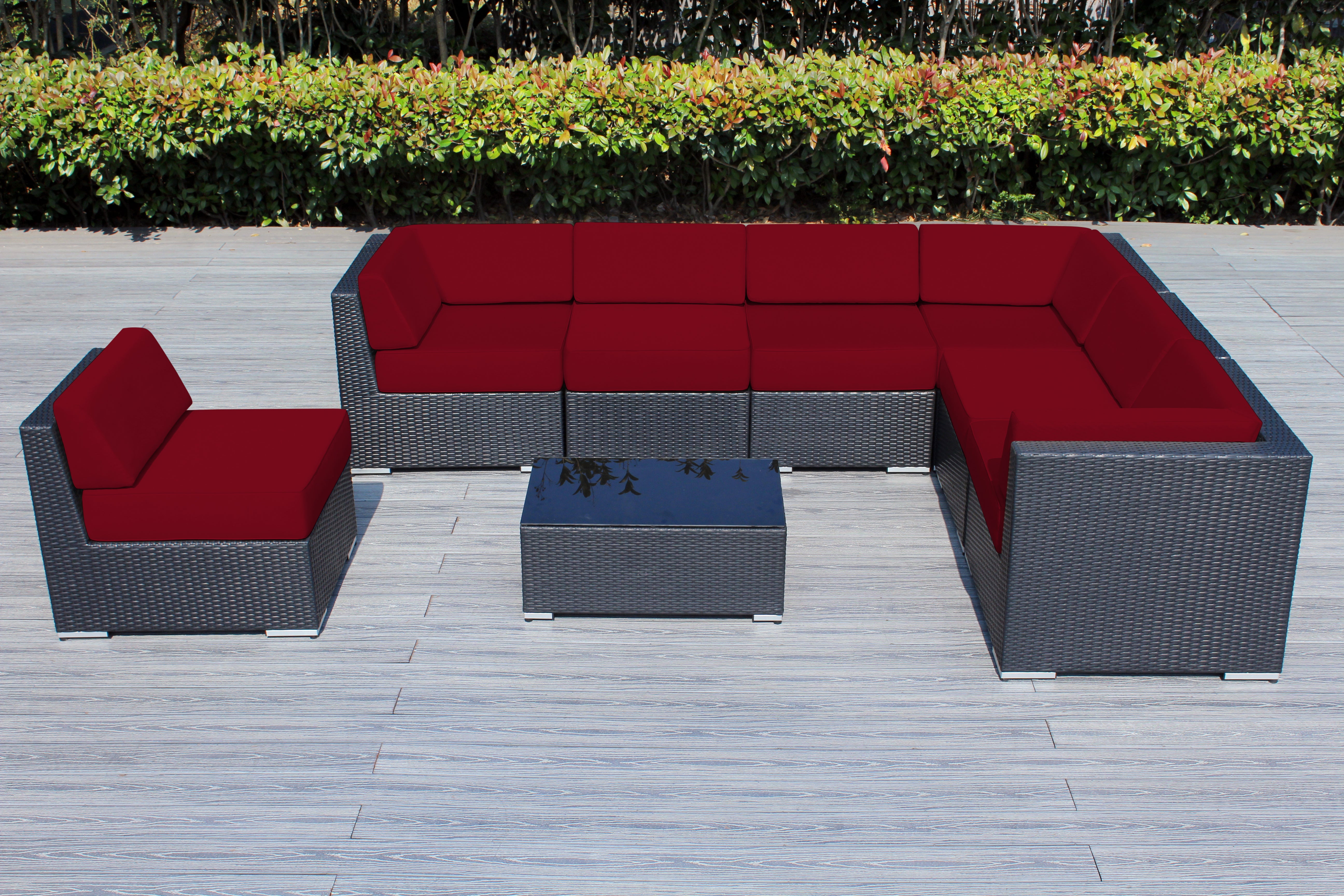 Fully Assembled Rainshield Patio Furniture - Ohana 8 Piece L Shape Sectional with 6-inch Water Protected Cushions