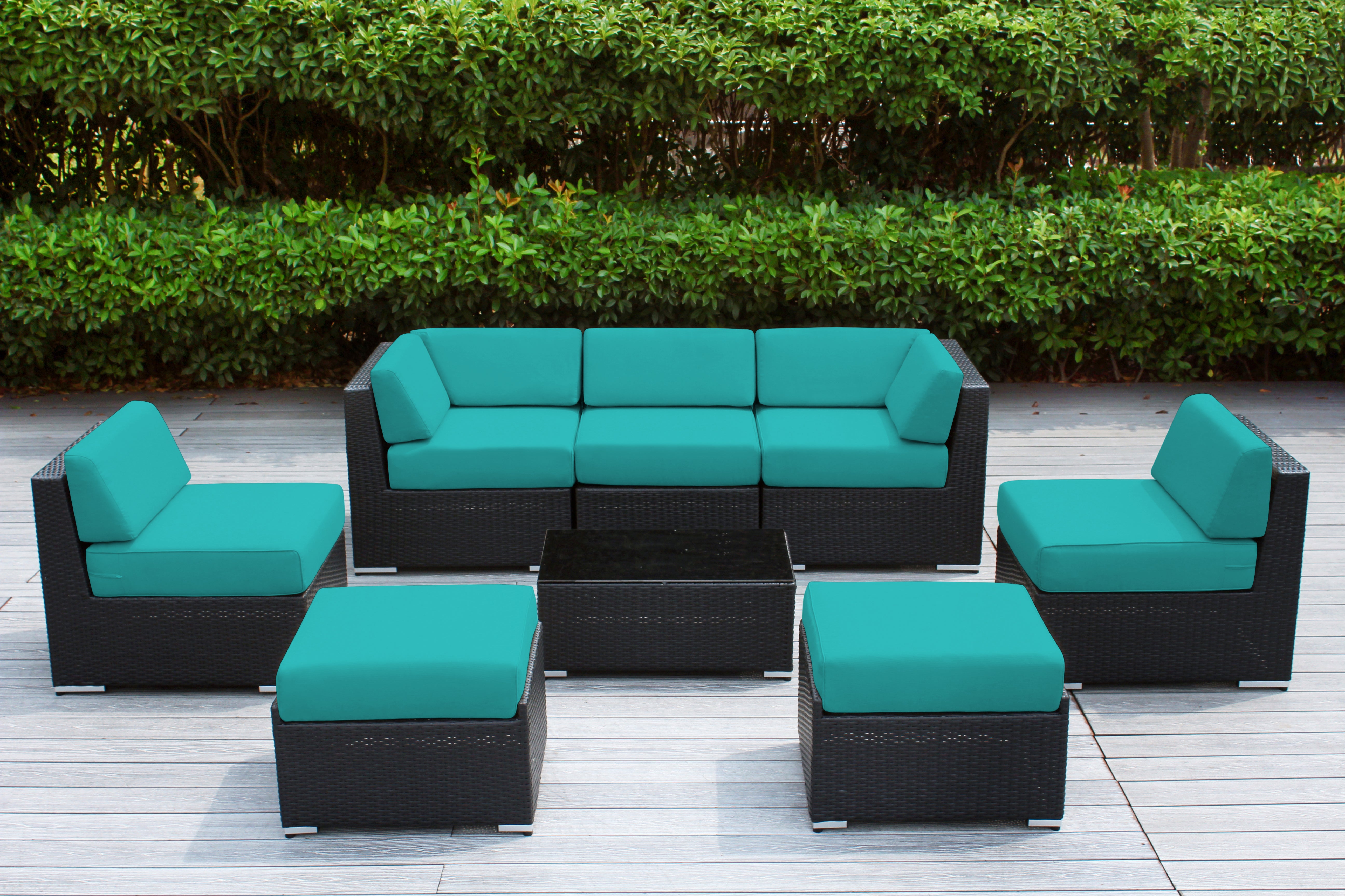 Fully Assembled Rainshield Patio Furniture - Ohana 8 Piece Sectional with 6-inch Cushions