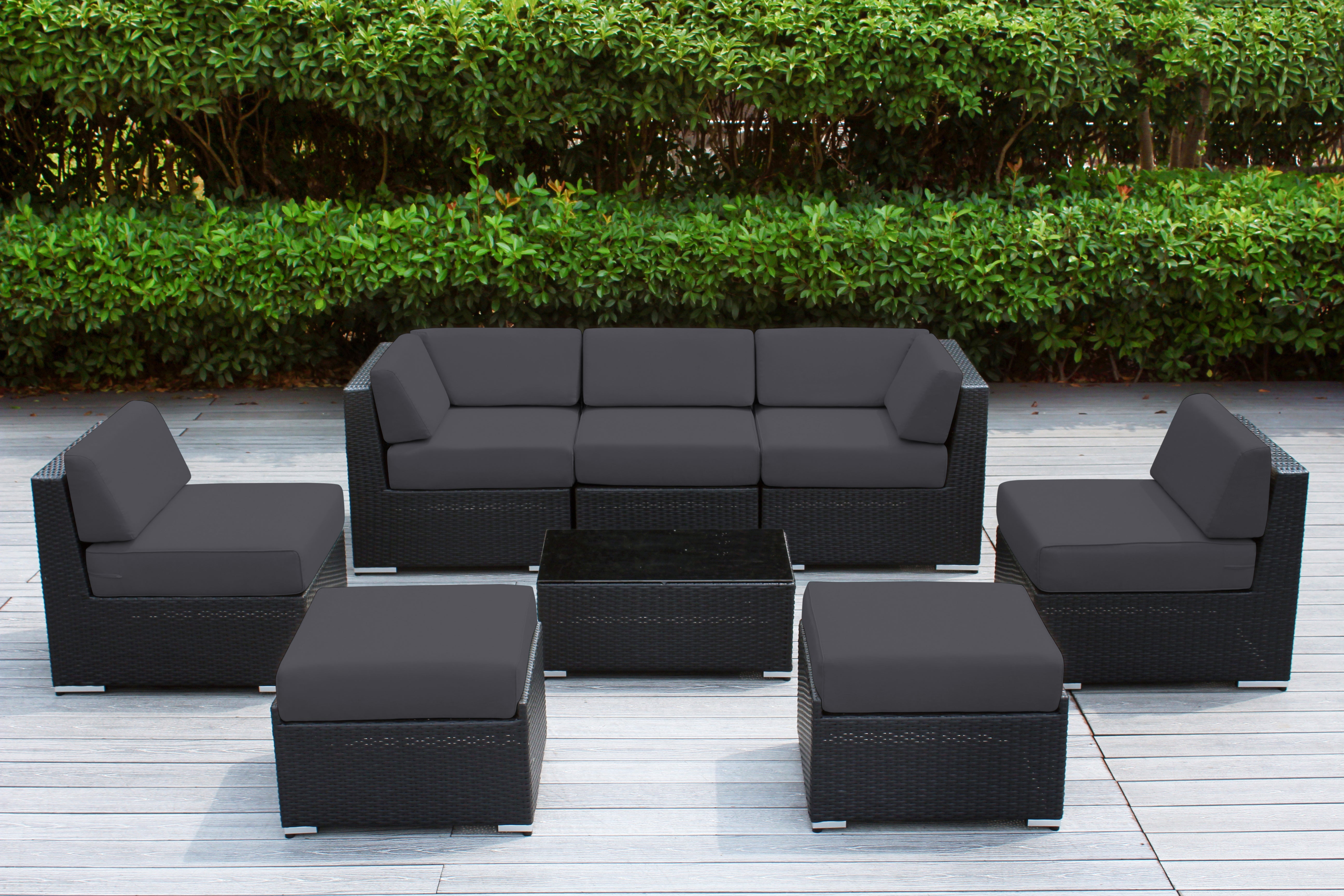 Fully Assembled Rainshield Patio Furniture - Ohana 8 Piece Sectional with 6-inch Cushions