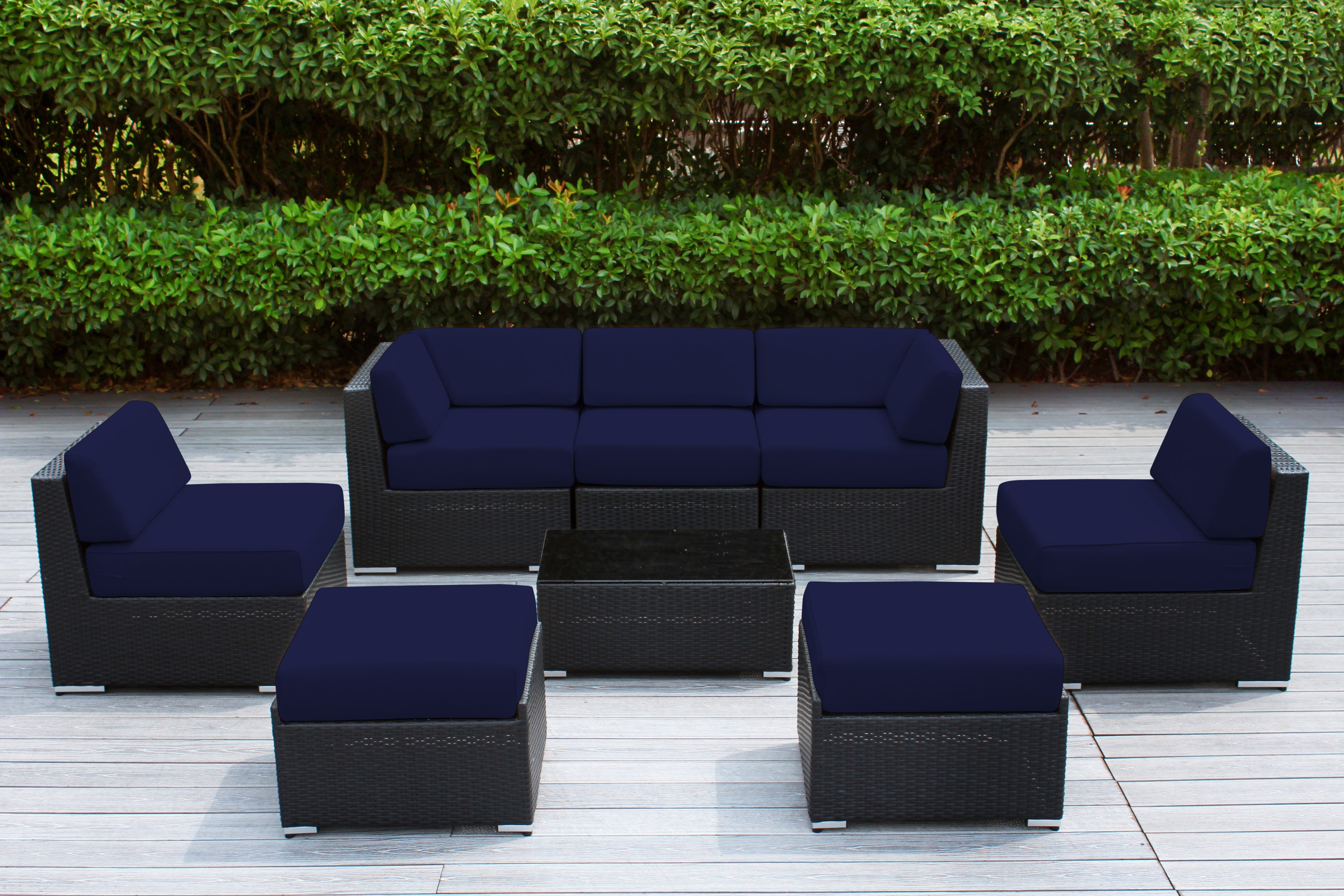 Fully Assembled Rainshield Patio Furniture - Ohana 8 Piece Sectional with 6-inch Cushions