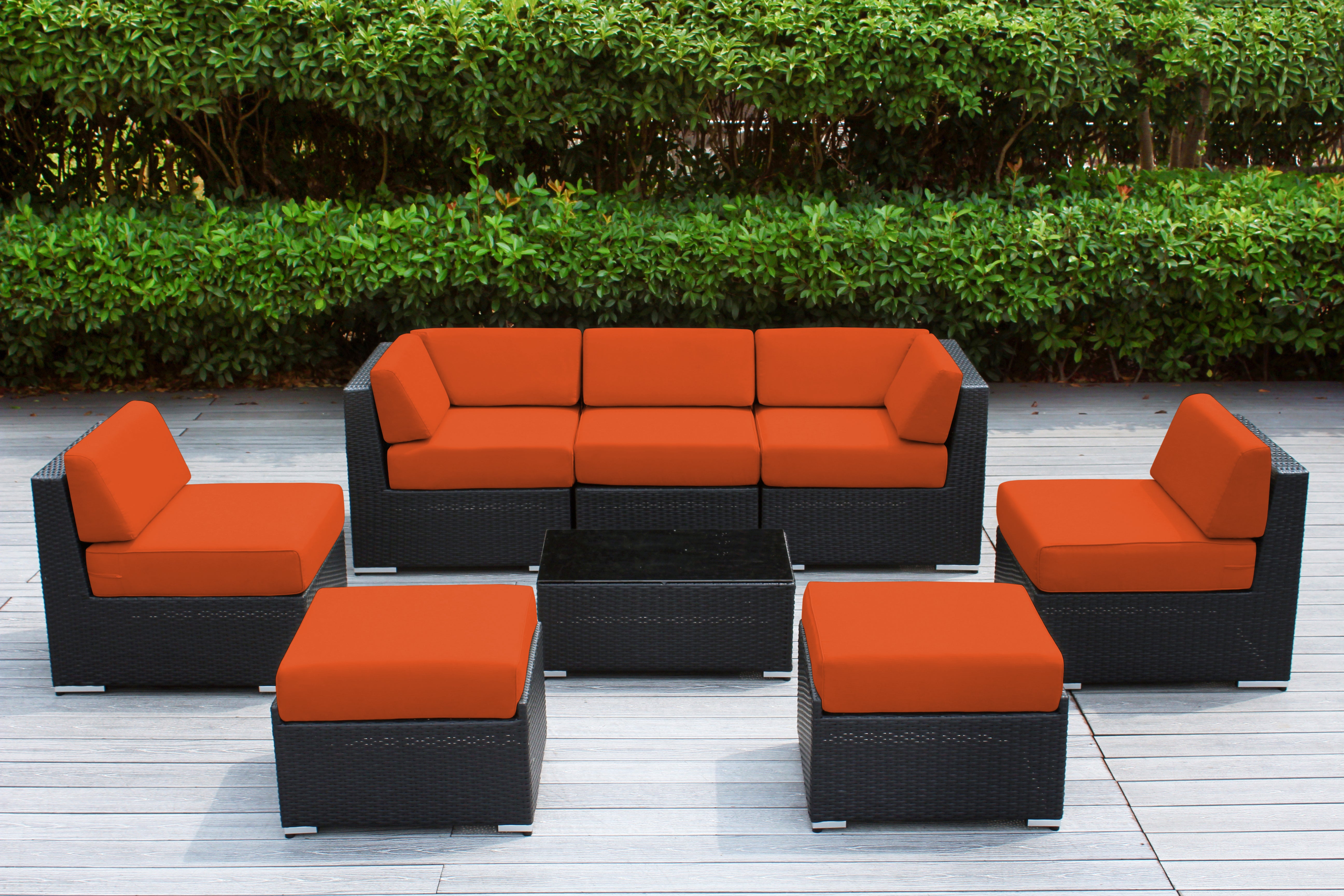 Fully Assembled Rainshield Patio Furniture - Ohana 8 Piece Sectional with 6-inch Cushions