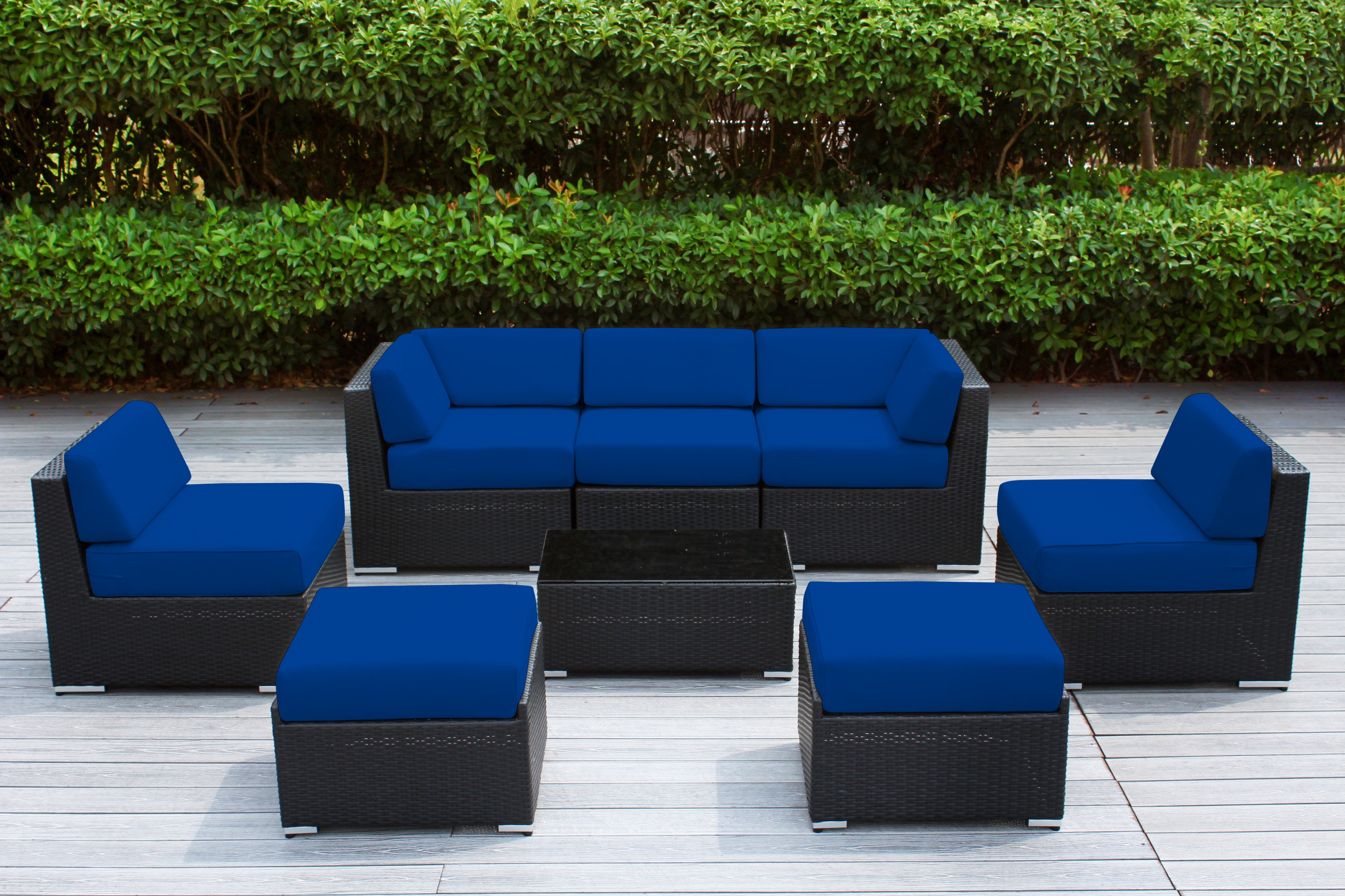 Fully Assembled Rainshield Patio Furniture - Ohana 8 Piece Sectional with 6-inch Cushions