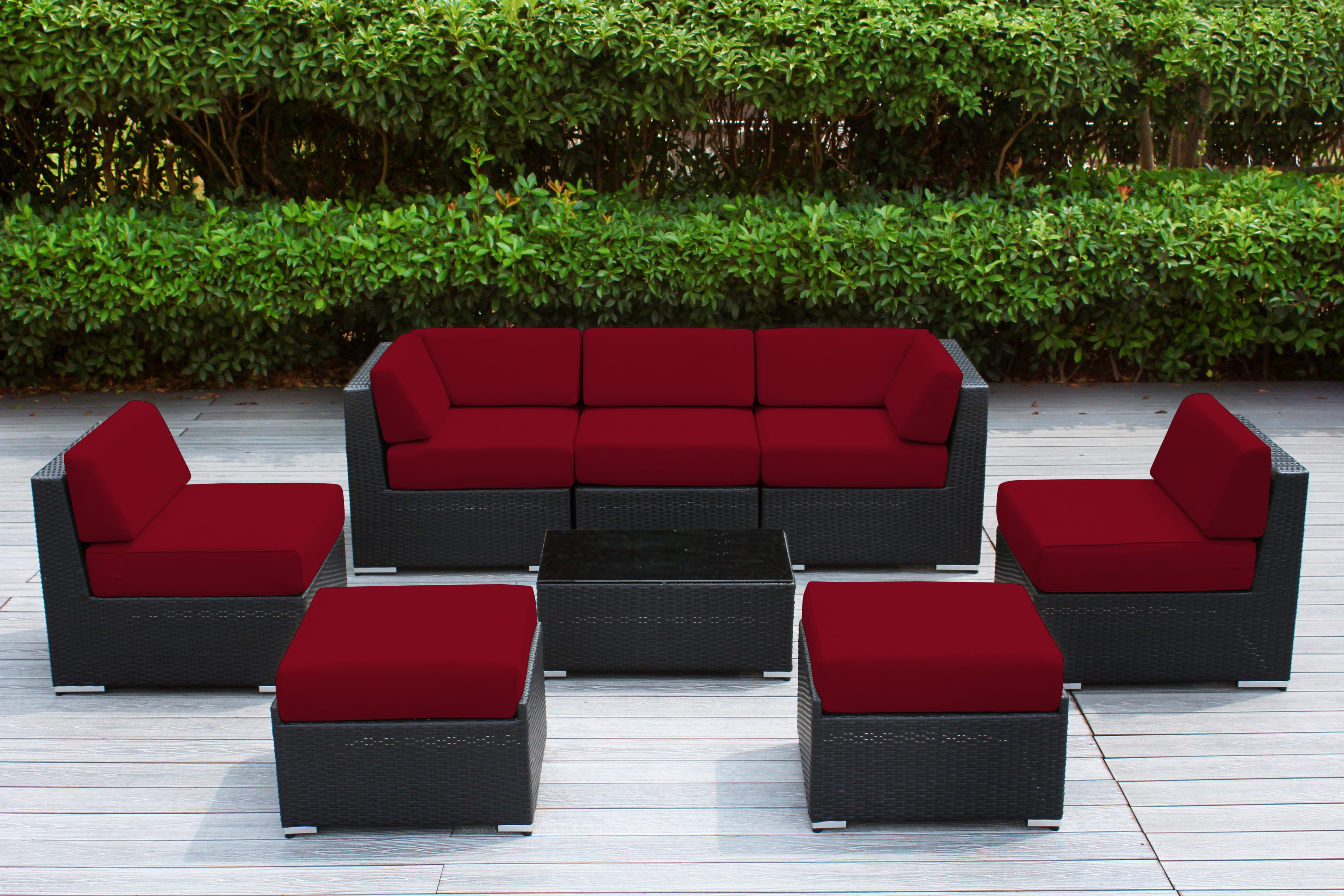 Fully Assembled Rainshield Patio Furniture - Ohana 8 Piece Sectional with 6-inch Cushions