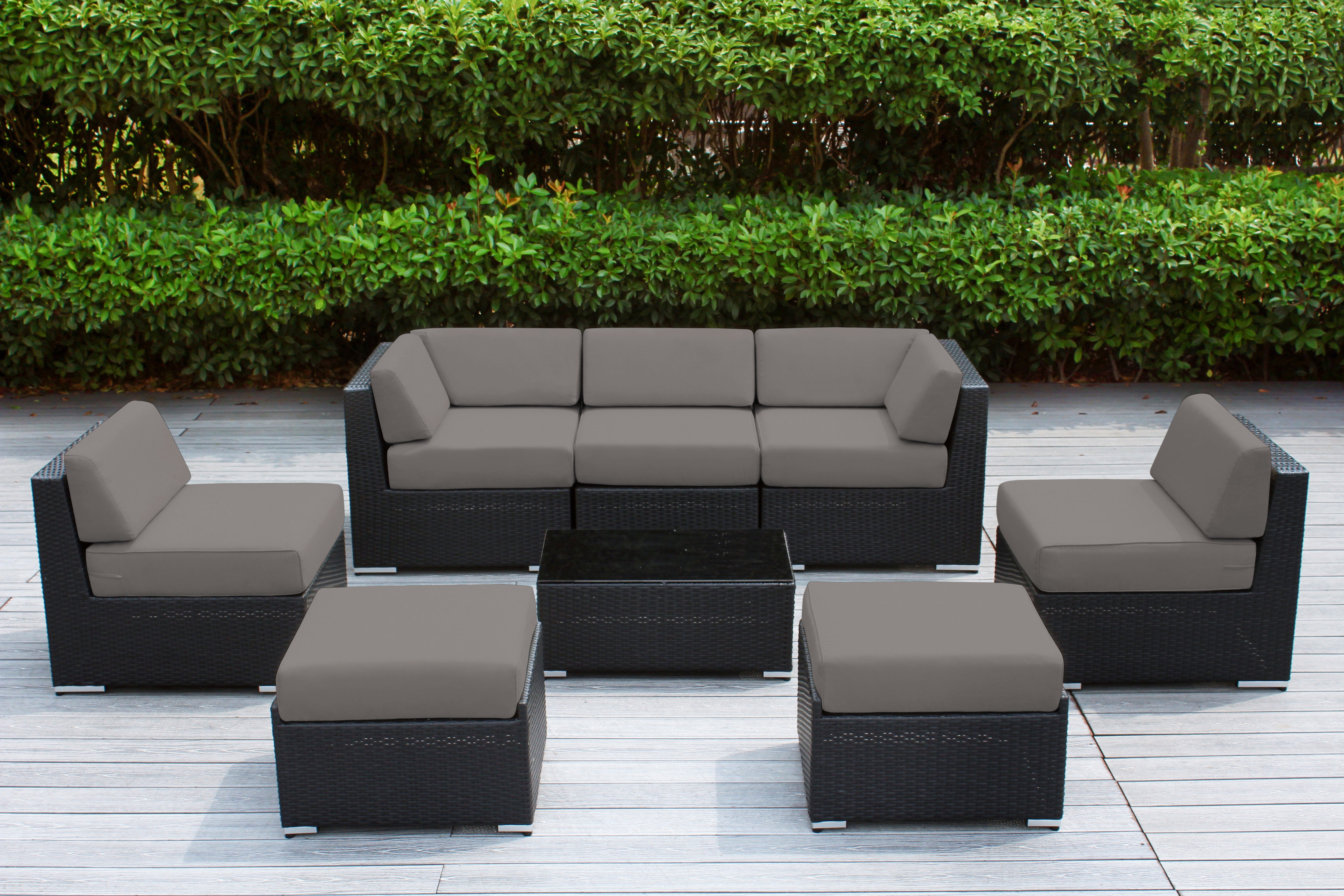 Fully Assembled Rainshield Patio Furniture - Ohana 8 Piece Sectional with 6-inch Cushions