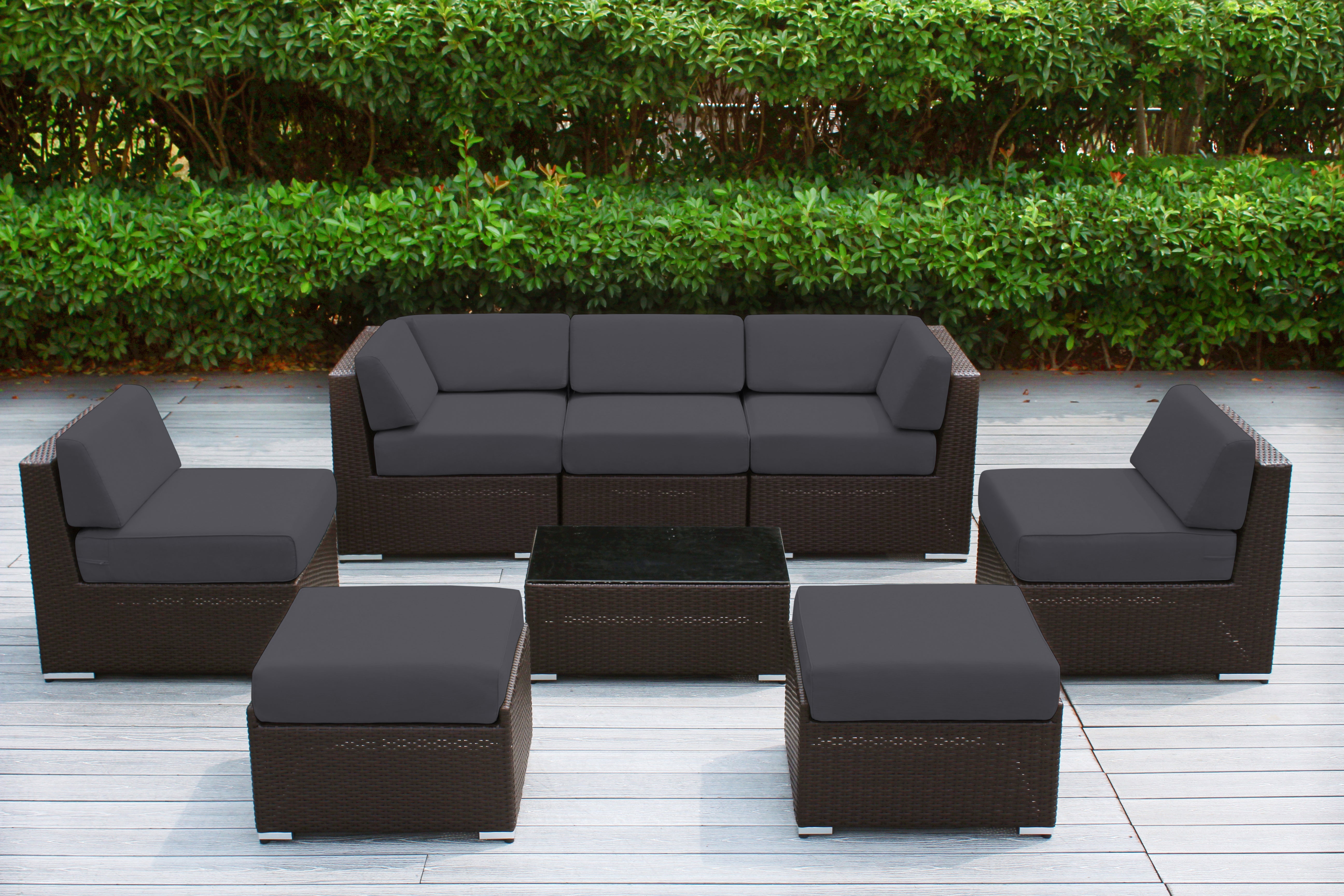 Fully Assembled Rainshield Patio Furniture - Ohana 8 Piece Sectional with 6-inch Cushions