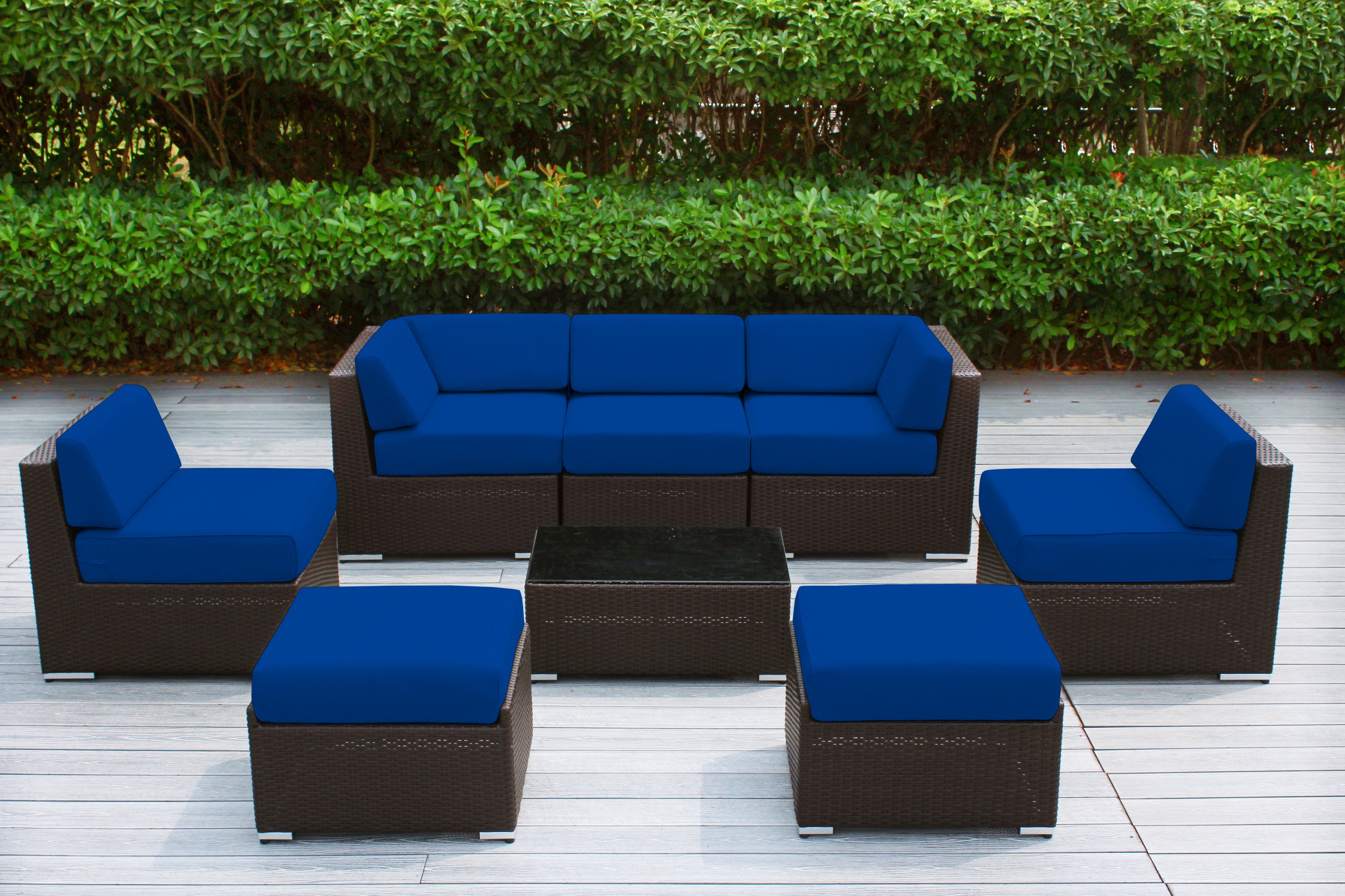 Fully Assembled Rainshield Patio Furniture - Ohana 8 Piece Sectional with 6-inch Cushions