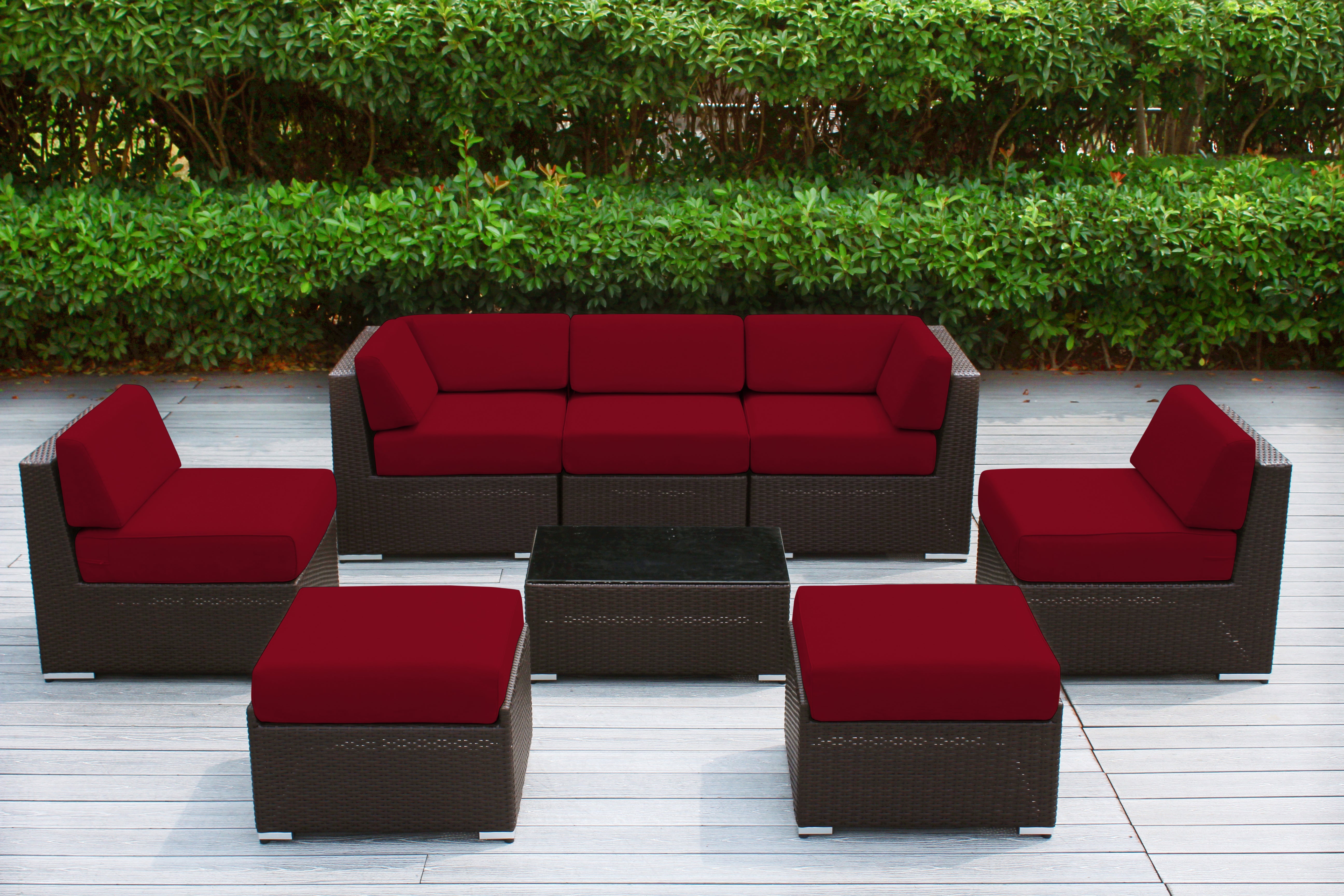 Fully Assembled Rainshield Patio Furniture - Ohana 8 Piece Sectional with 6-inch Cushions