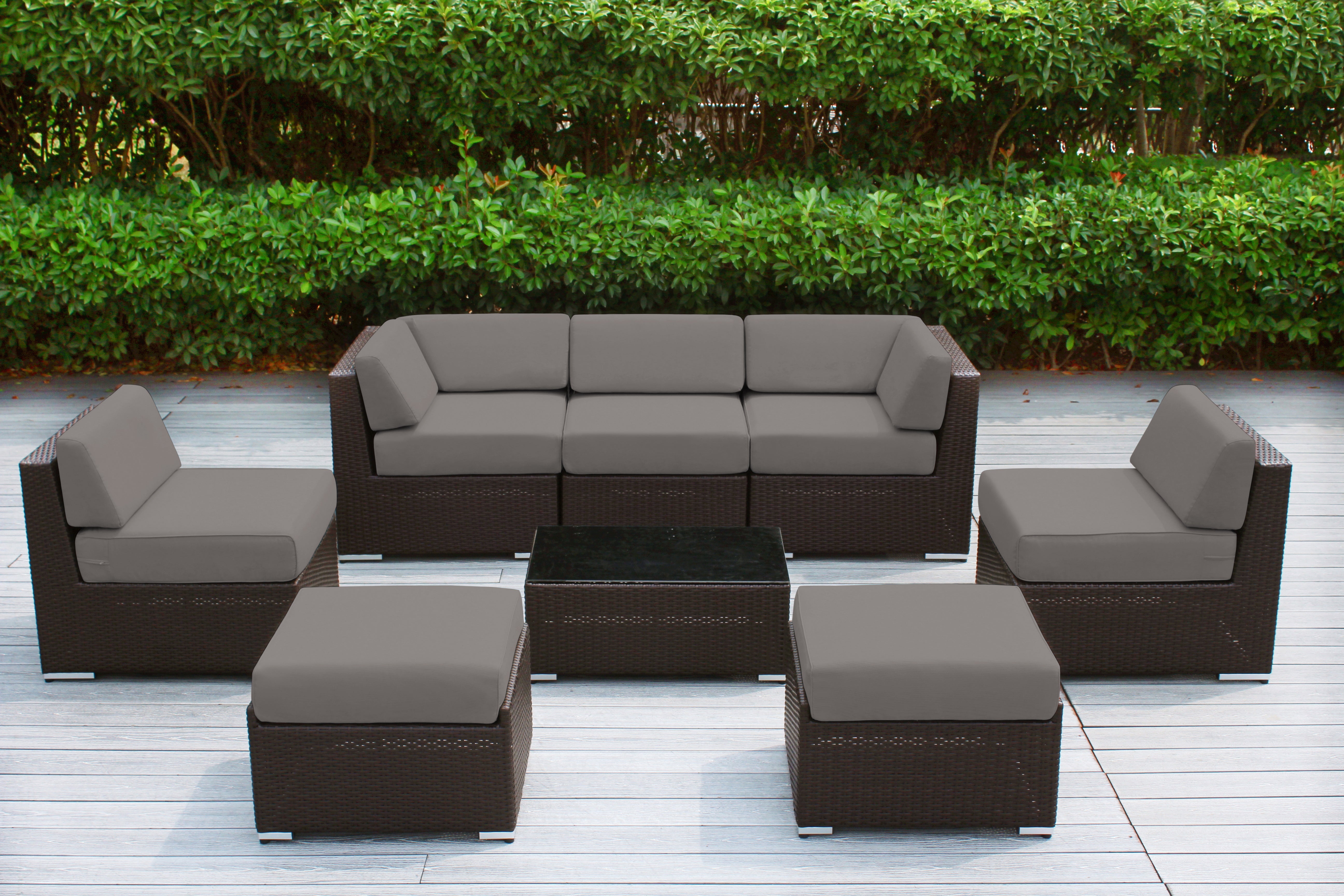 Fully Assembled Rainshield Patio Furniture - Ohana 8 Piece Sectional with 6-inch Cushions