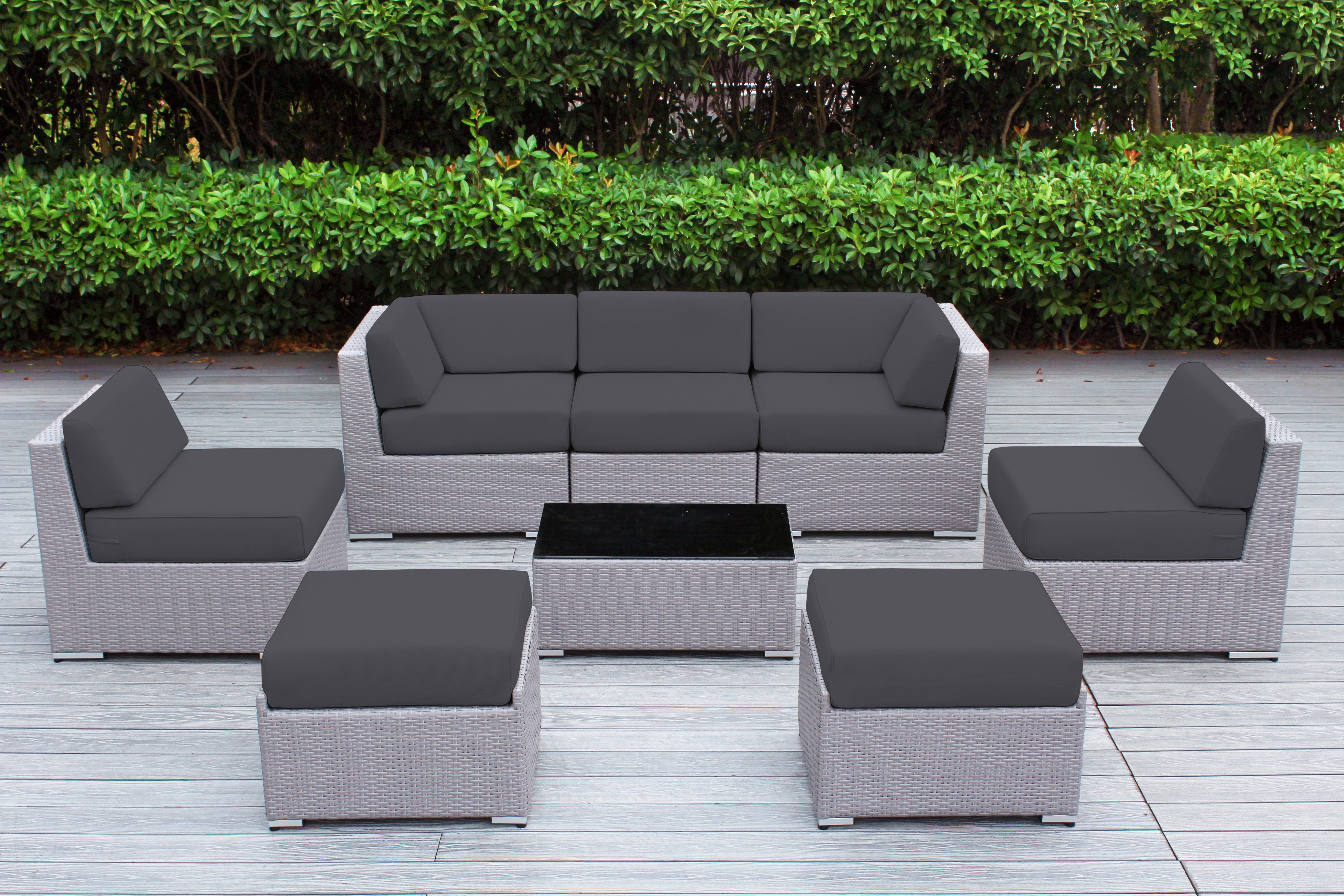 Fully Assembled Rainshield Patio Furniture - Ohana 8 Piece Sectional with 6-inch Cushions