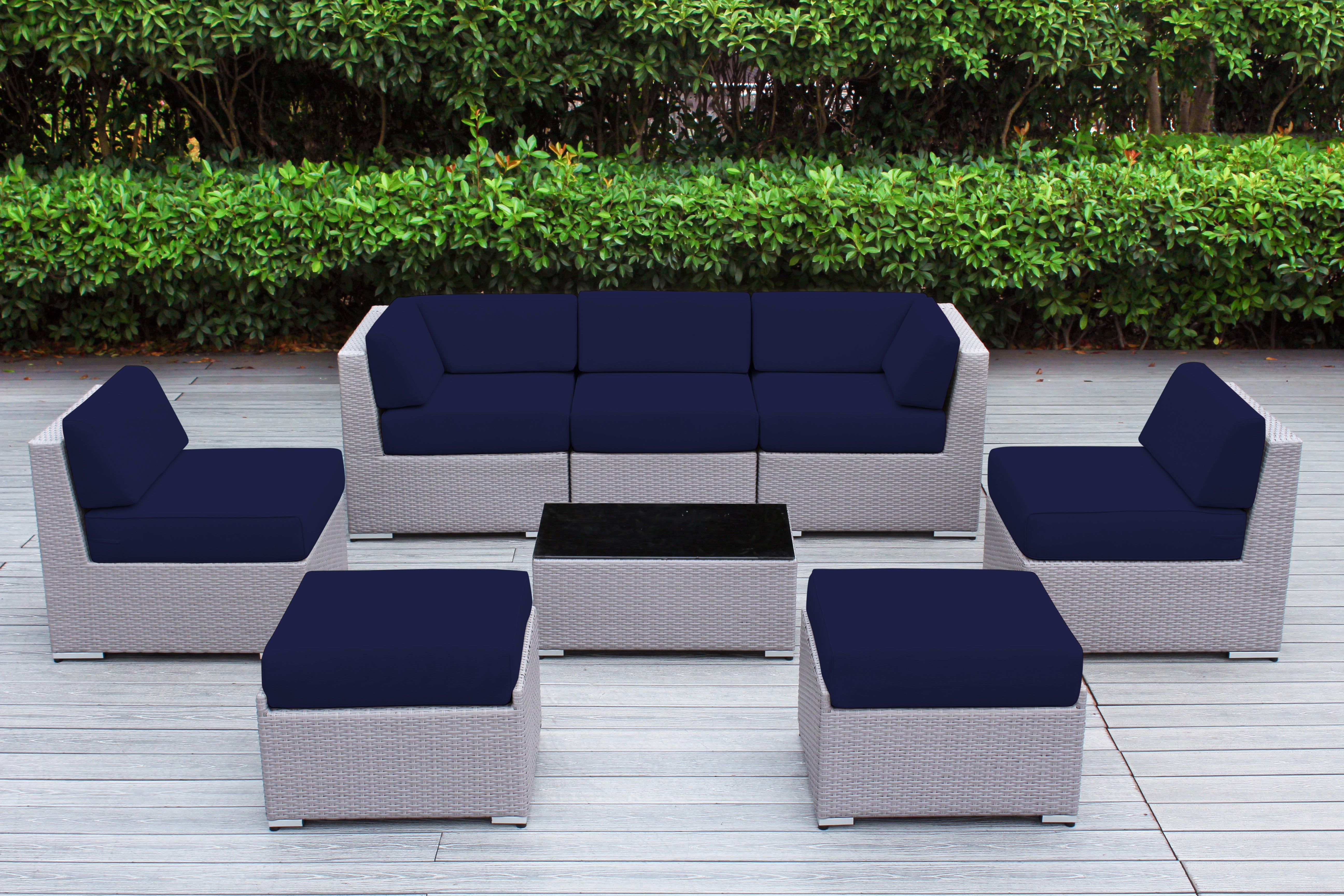 Fully Assembled Rainshield Patio Furniture - Ohana 8 Piece Sectional with 6-inch Cushions