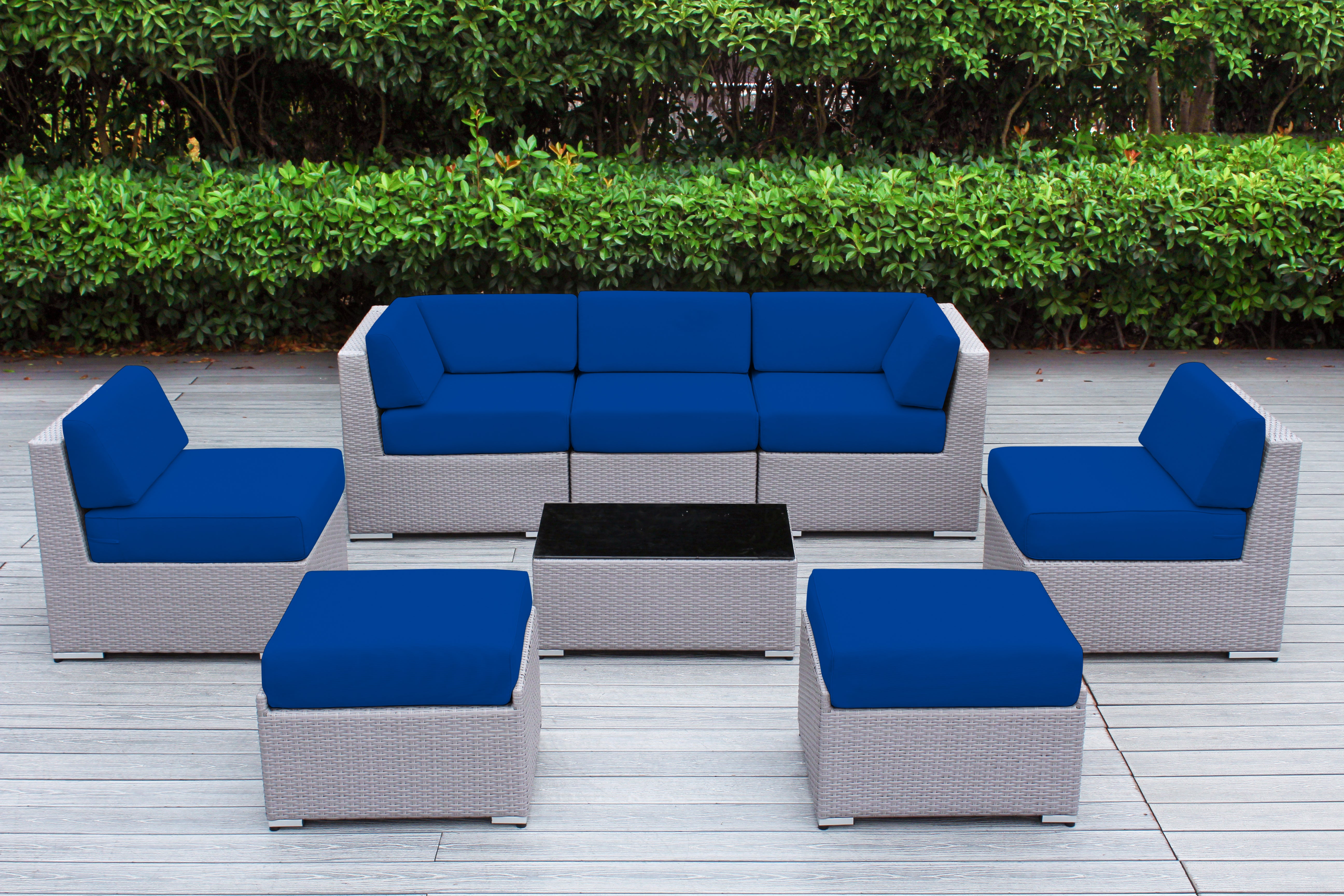 Fully Assembled Rainshield Patio Furniture - Ohana 8 Piece Sectional with 6-inch Cushions