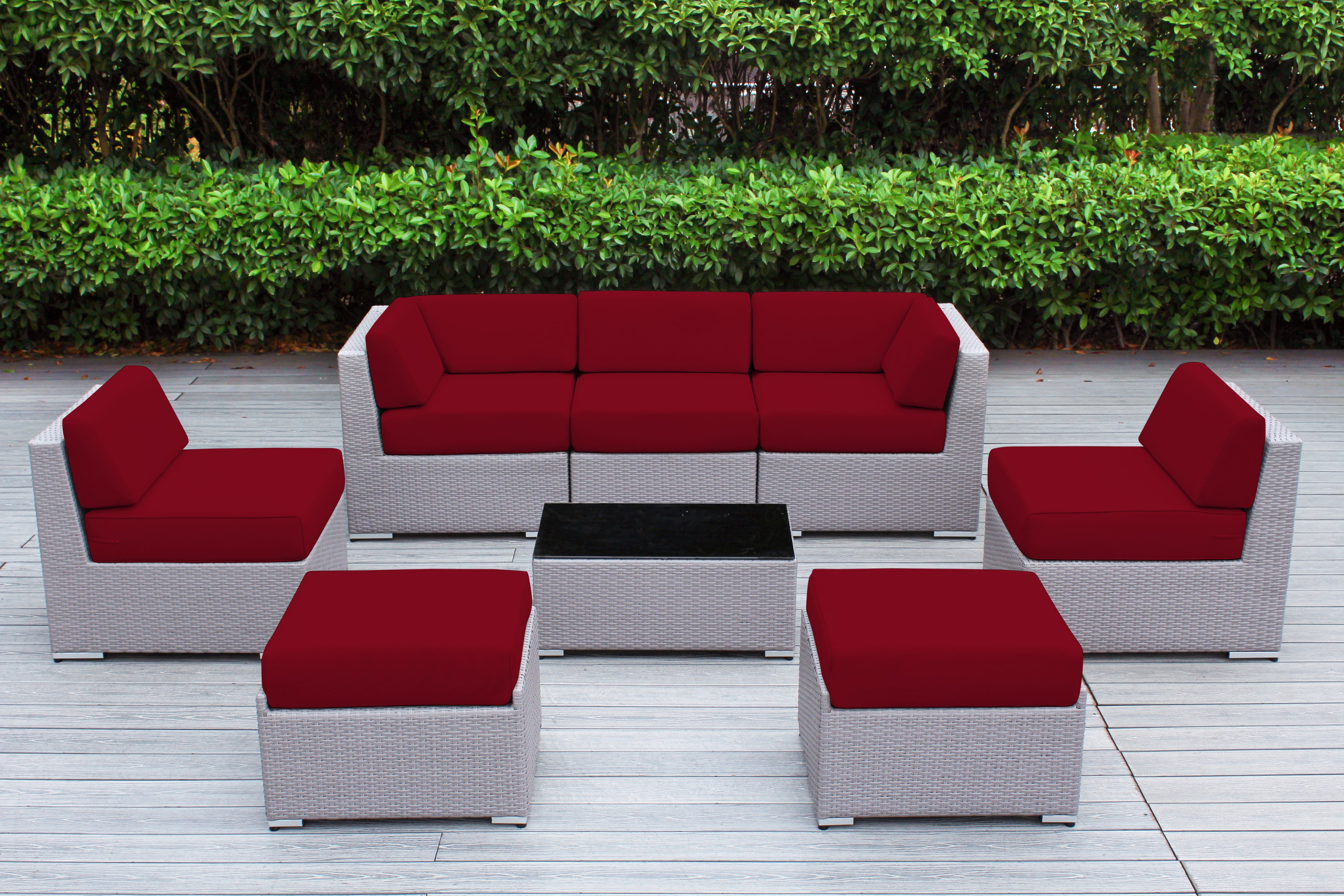 Fully Assembled Rainshield Patio Furniture - Ohana 8 Piece Sectional with 6-inch Cushions