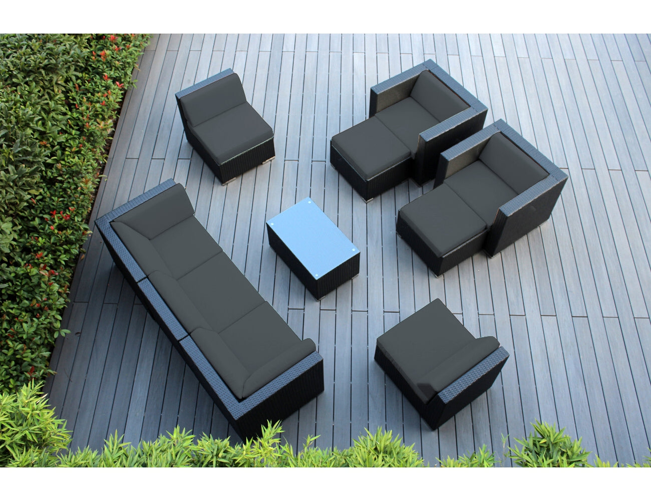 Fully Assembled Rainshield Patio Furniture - Ohana 10 Piece Sectional with Club Chairs and 6-inch Water Protection Cushions