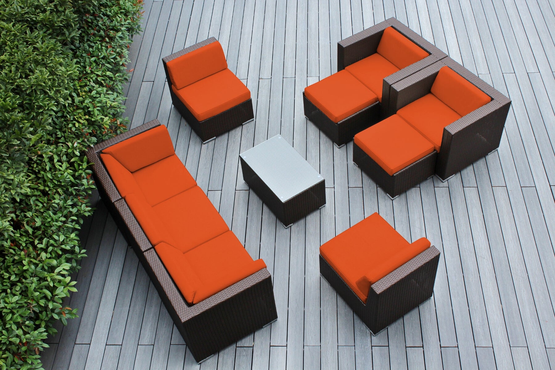 Fully Assembled Rainshield Patio Furniture - Ohana 10 Piece Sectional with Club Chairs and 6-inch Water Protection Cushions