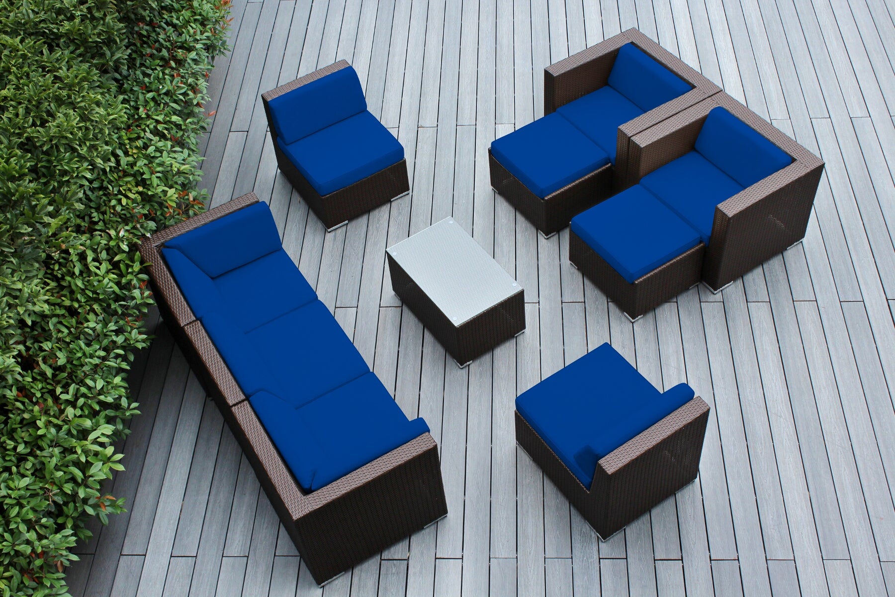 Fully Assembled Rainshield Patio Furniture - Ohana 10 Piece Sectional with Club Chairs and 6-inch Water Protection Cushions