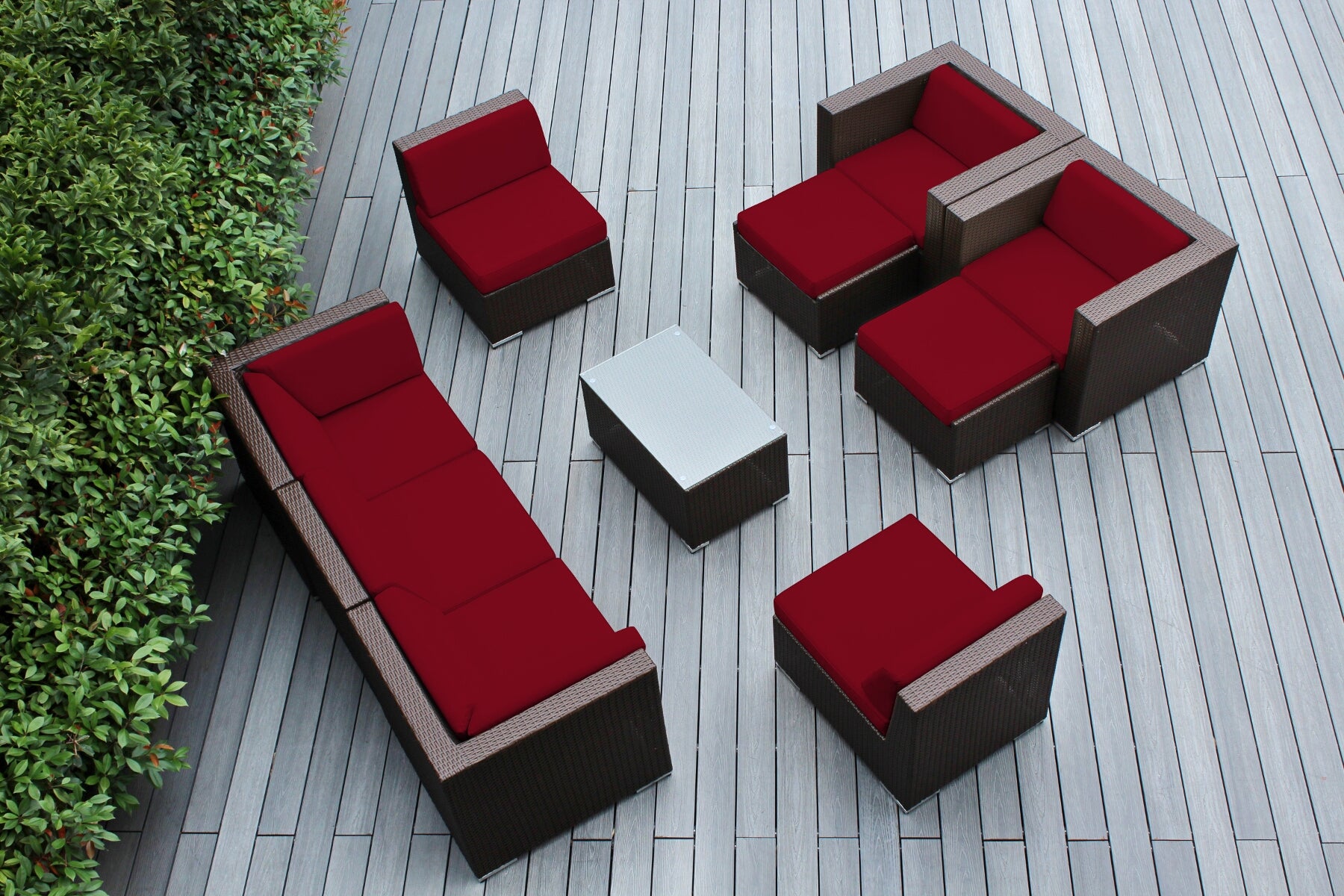 Fully Assembled Rainshield Patio Furniture - Ohana 10 Piece Sectional with Club Chairs and 6-inch Water Protection Cushions