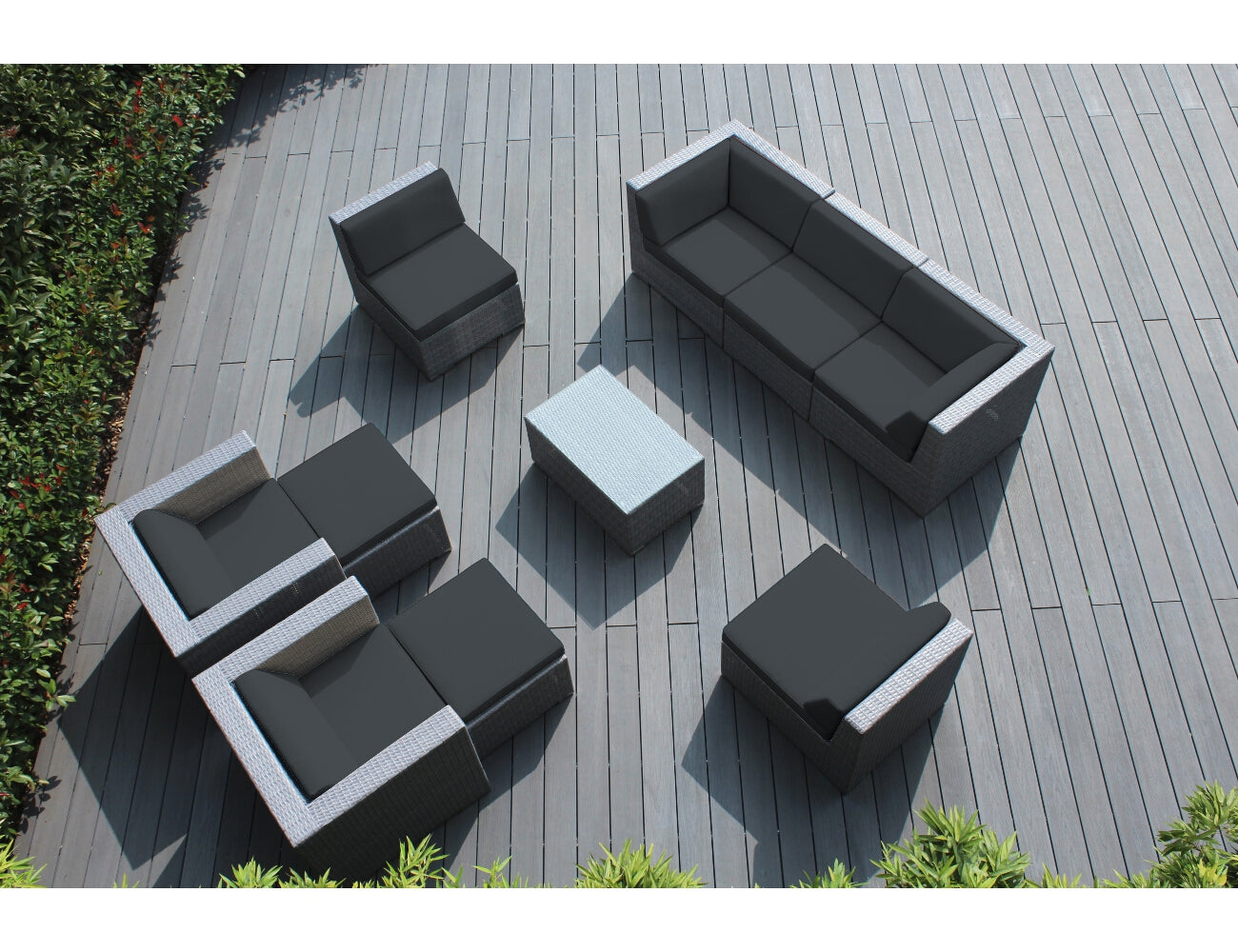 Fully Assembled Rainshield Patio Furniture - Ohana 10 Piece Sectional with Club Chairs and 6-inch Water Protection Cushions